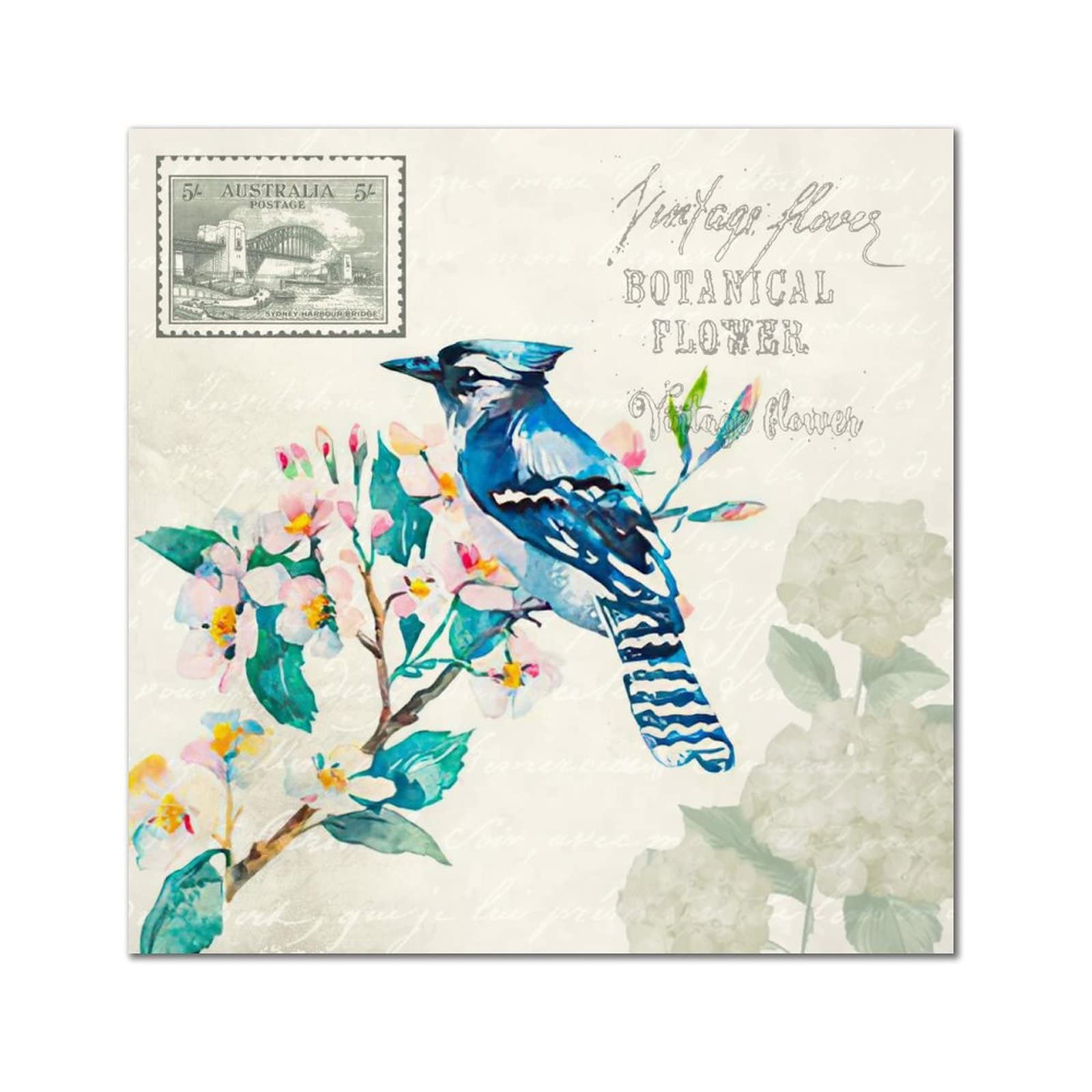 Tableau colibri en bois de qualité supérieure style botanique