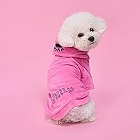Juicy Couture Bling Velour Pet Hoodie Hot Pink M/L (7-12 lbs) - Luxe Hoodie for Small Dogs & Cats