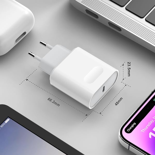 Caricatore for iPhone 14/14 Pro/14 Pro Max/14 Plus/13/12/11/XS/XR/X/SE, USB C Rapido Caricabatterie with 2M Cavo Spina Adattatore Alimentatore Presa Carica Muro Ricarica Trefard - 3