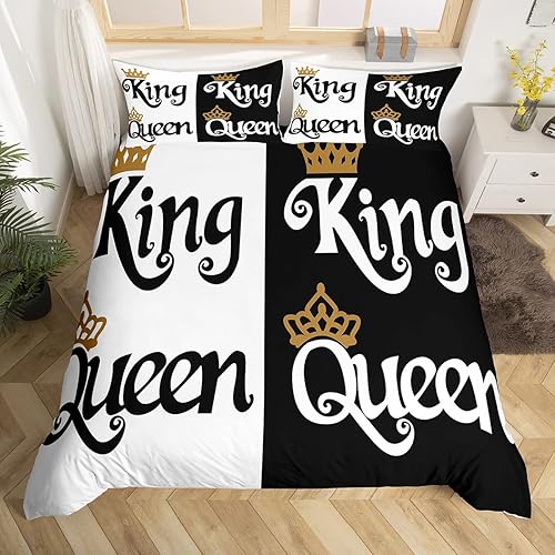 Miniatura 3 de Mr Mrs - Juego de funda de edredón para adultos, pareja y amante, ultra suave, para el día de San Valentín, juego de funda de edredón King Queen