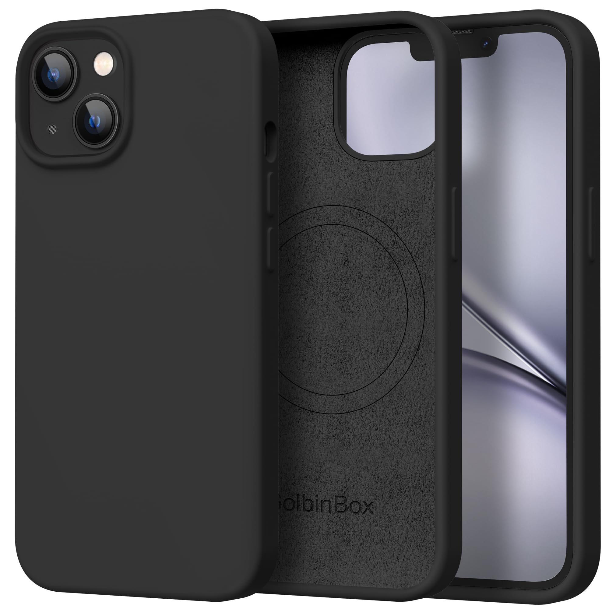 GolbinBox Magnetic for iPhone 15 Case, Silicone Cover, Black