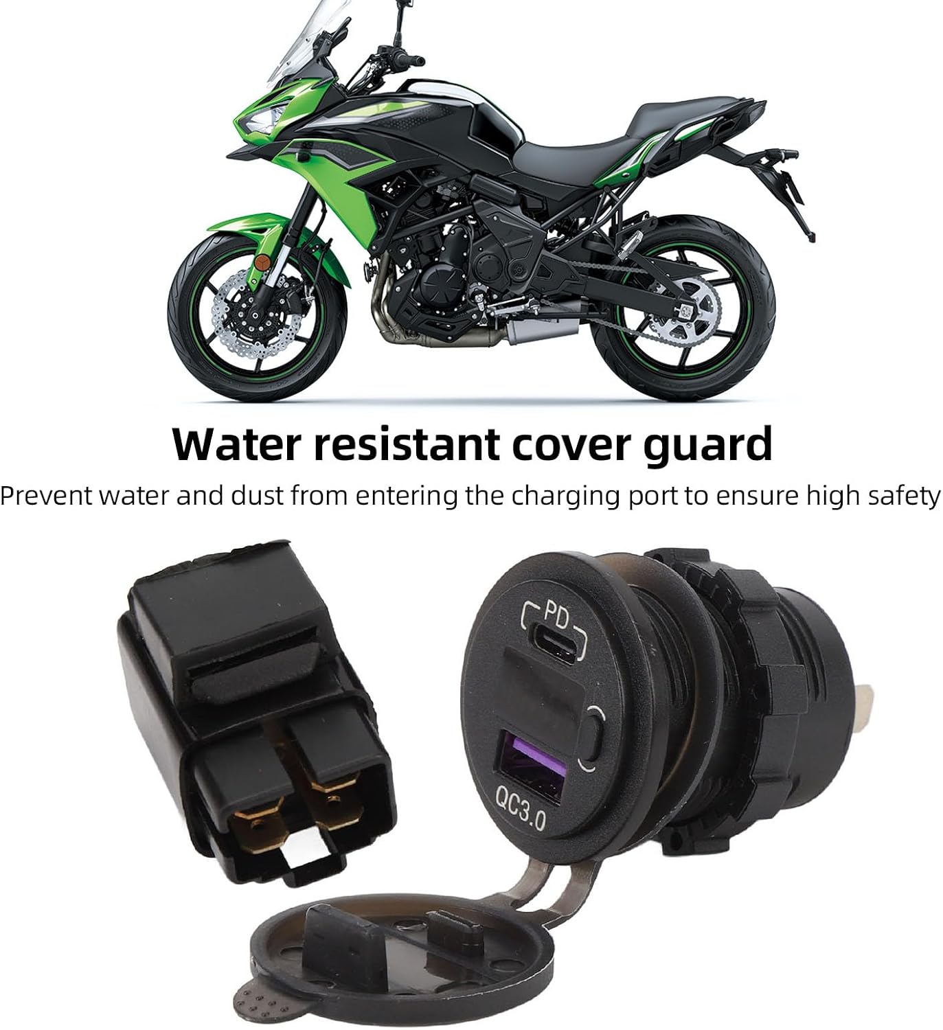 Motorcycle Phone Charger, Motorcycle USB Charger DC12V PD Fast USB 3.0 Water for VersysX300