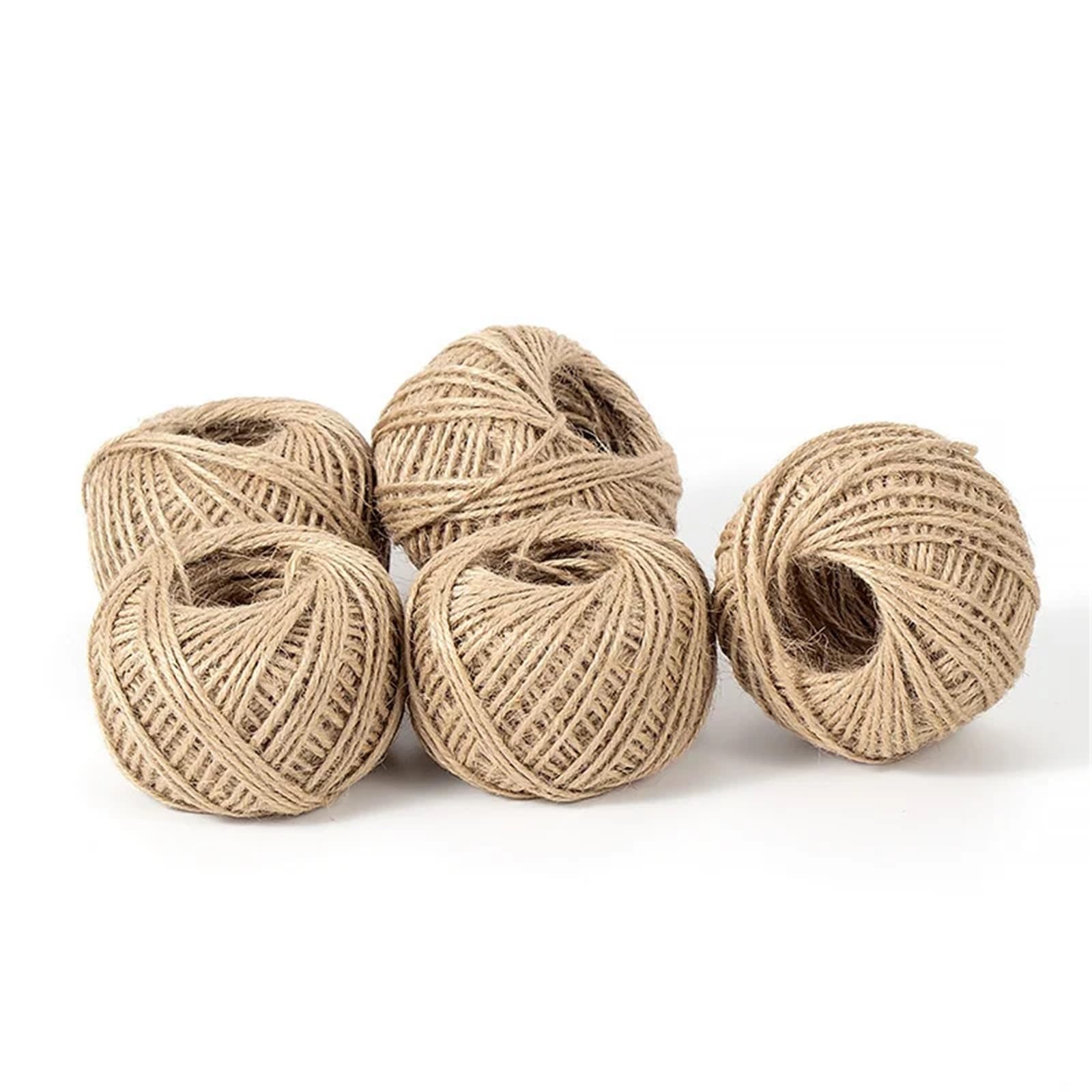 Fil de Corde Jute 100m, Ficelle Faite à la Main for Bricolage vêtements Couture, Ruban Cordon, Artisanat noël, décoration fête Mariage pour Jardin