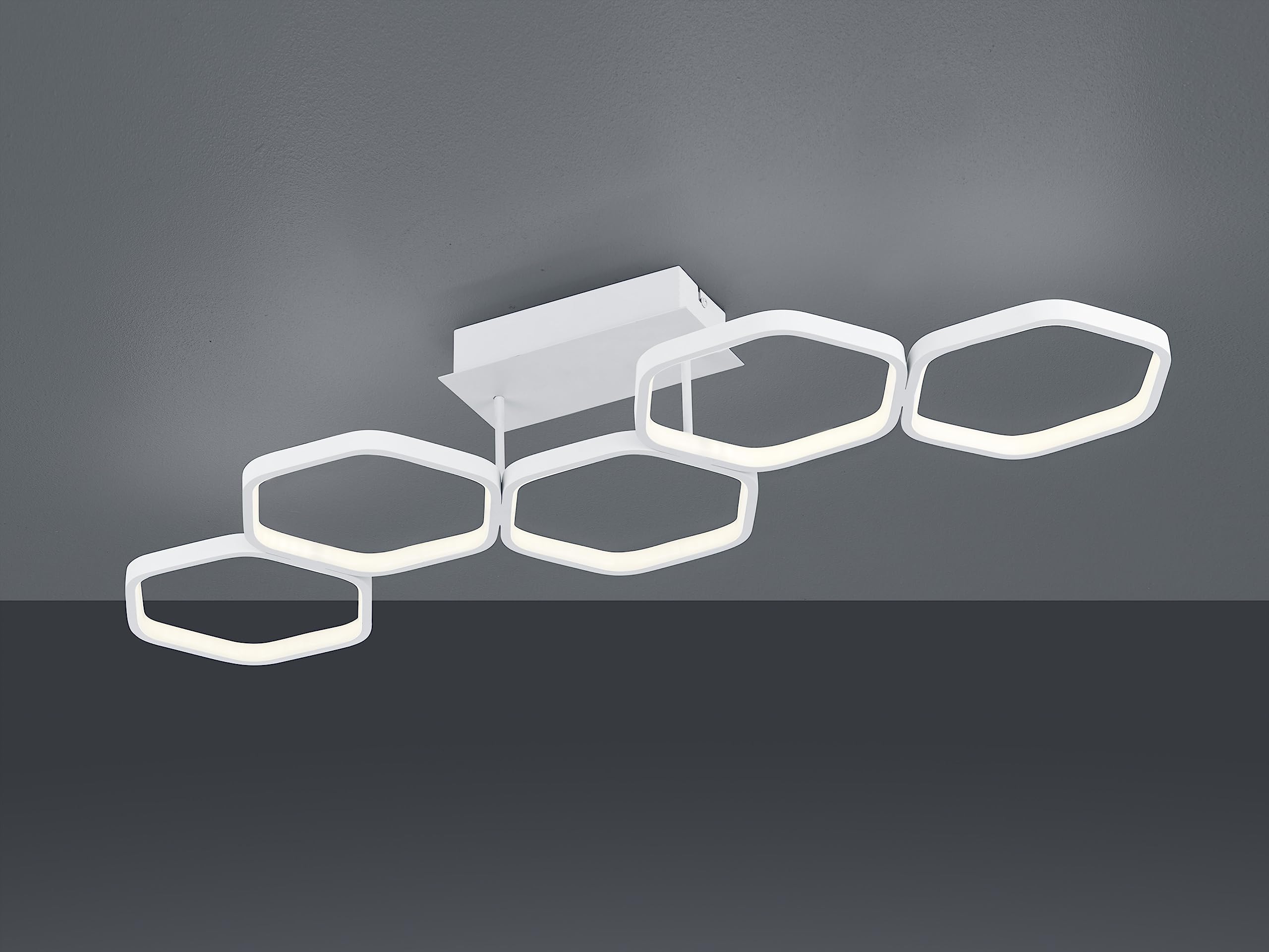 Reality Leuchten LED Deckenleuchte Vigo R62055131, Metall Weiß matt, inkl. 24 Watt LED, Switch Dimmer