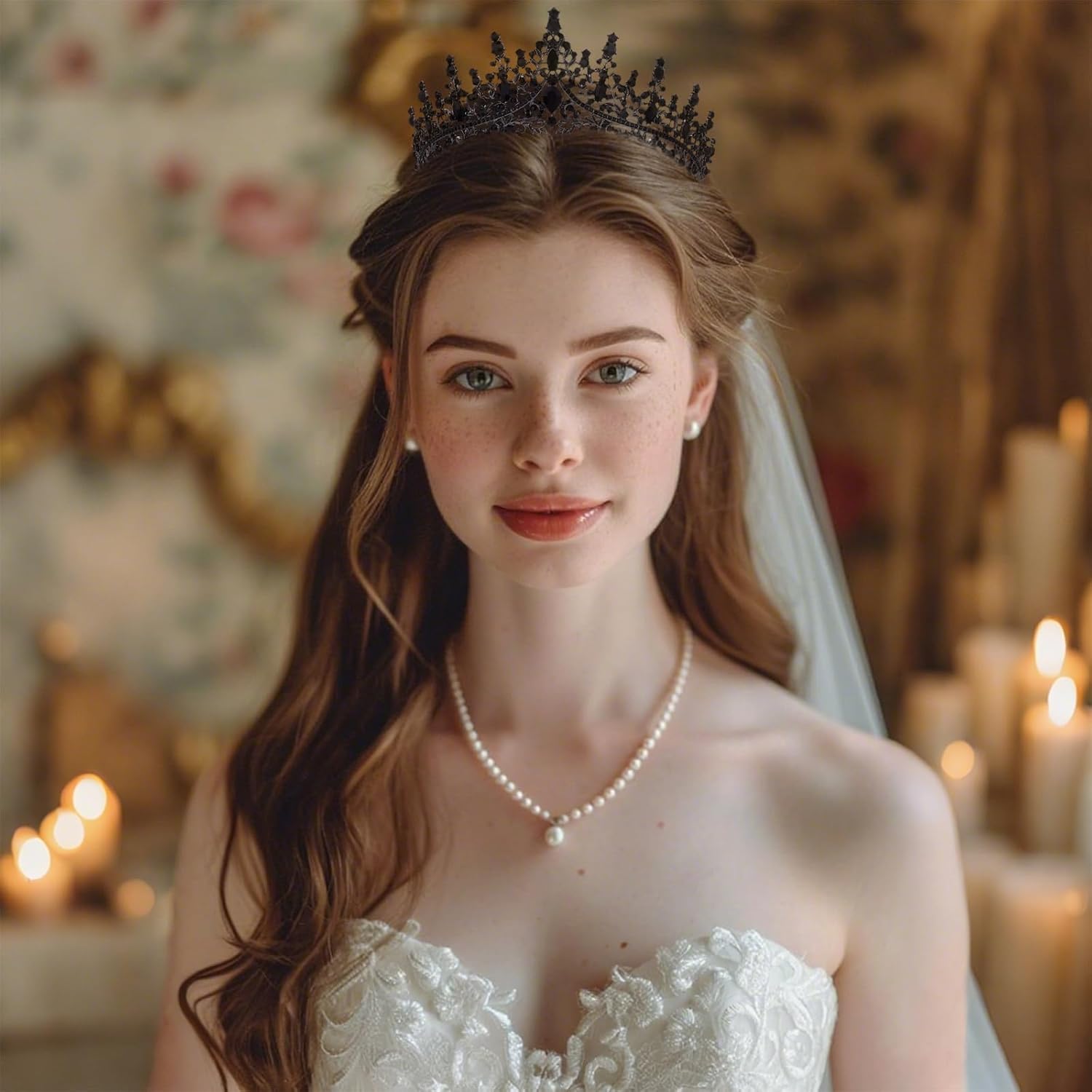 Black Tiara for Women Crystal Queen Crowns Rhinestone Princess Tiaras for Girl Wedding Headband for Bride Hair Accessories for Halloween Costume Birthday Party Prom Mother's Gifts - Image 5