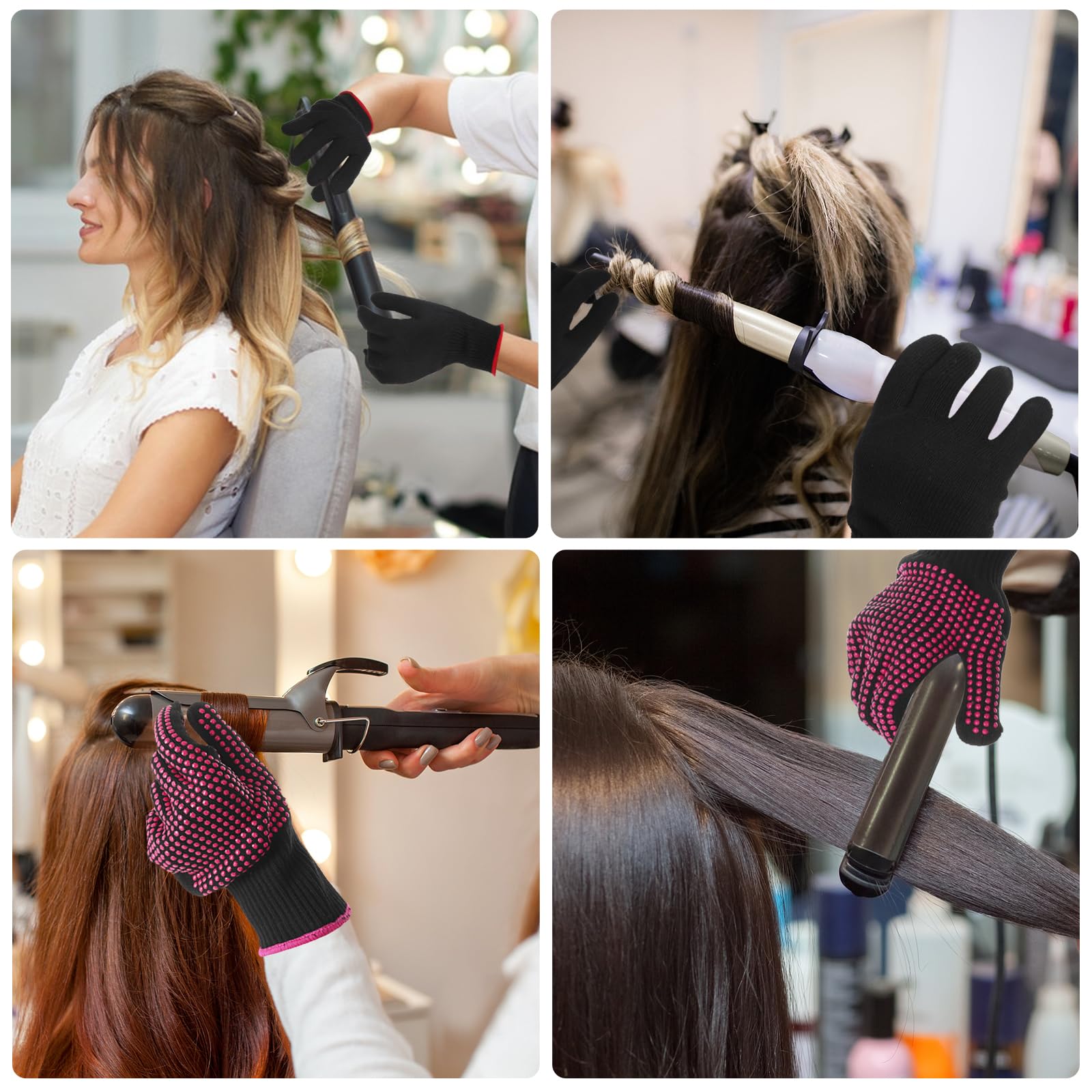 Dimeho Lot de 2 gants professionnels résistants à la chaleur pour coiffure et protection contre la chaleur