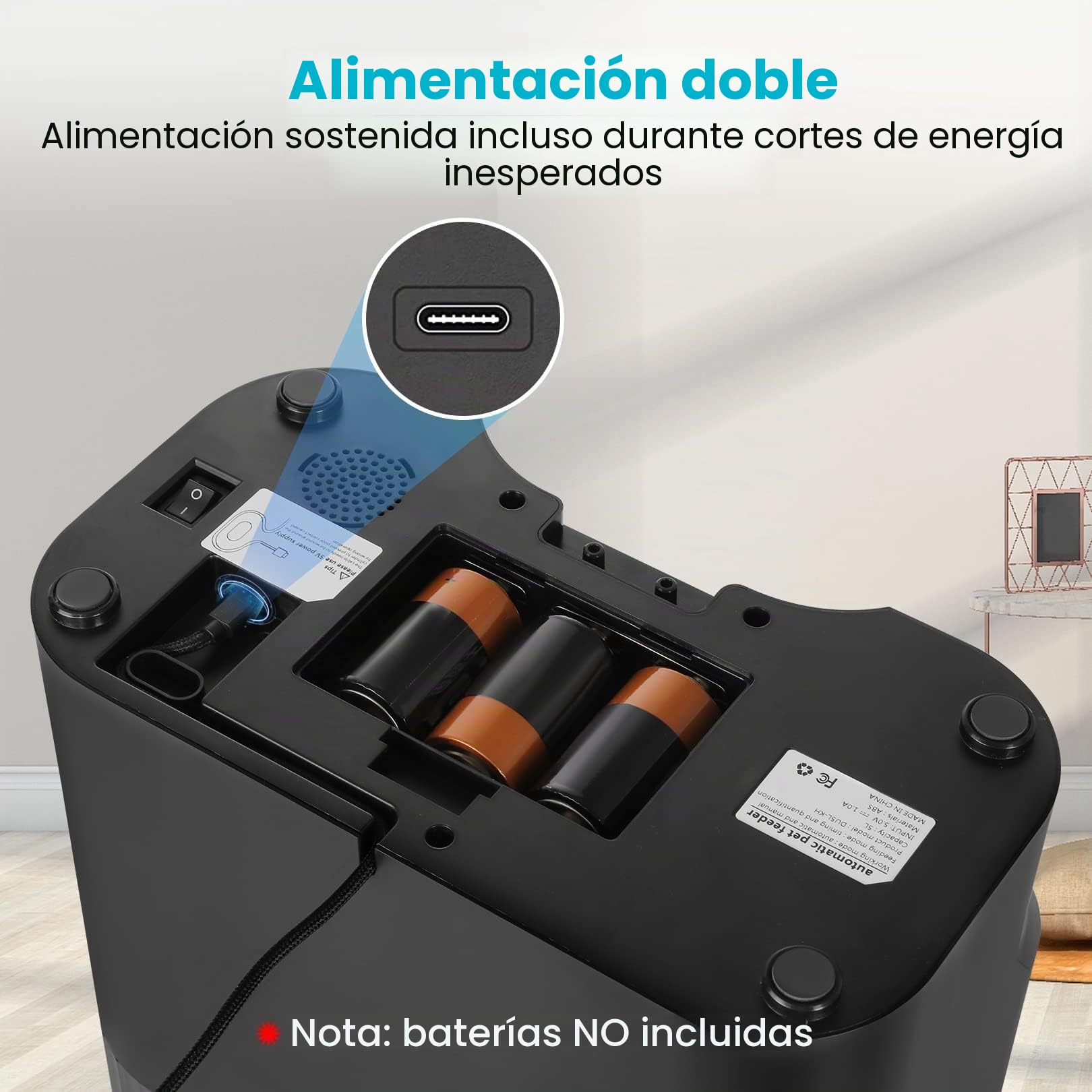 Sailvono alimentador Temporizador para Gatos 20 porciones, grabadora de Voz, comederos de Mascotas de 5 litros para Gatos y Perros-Blanco