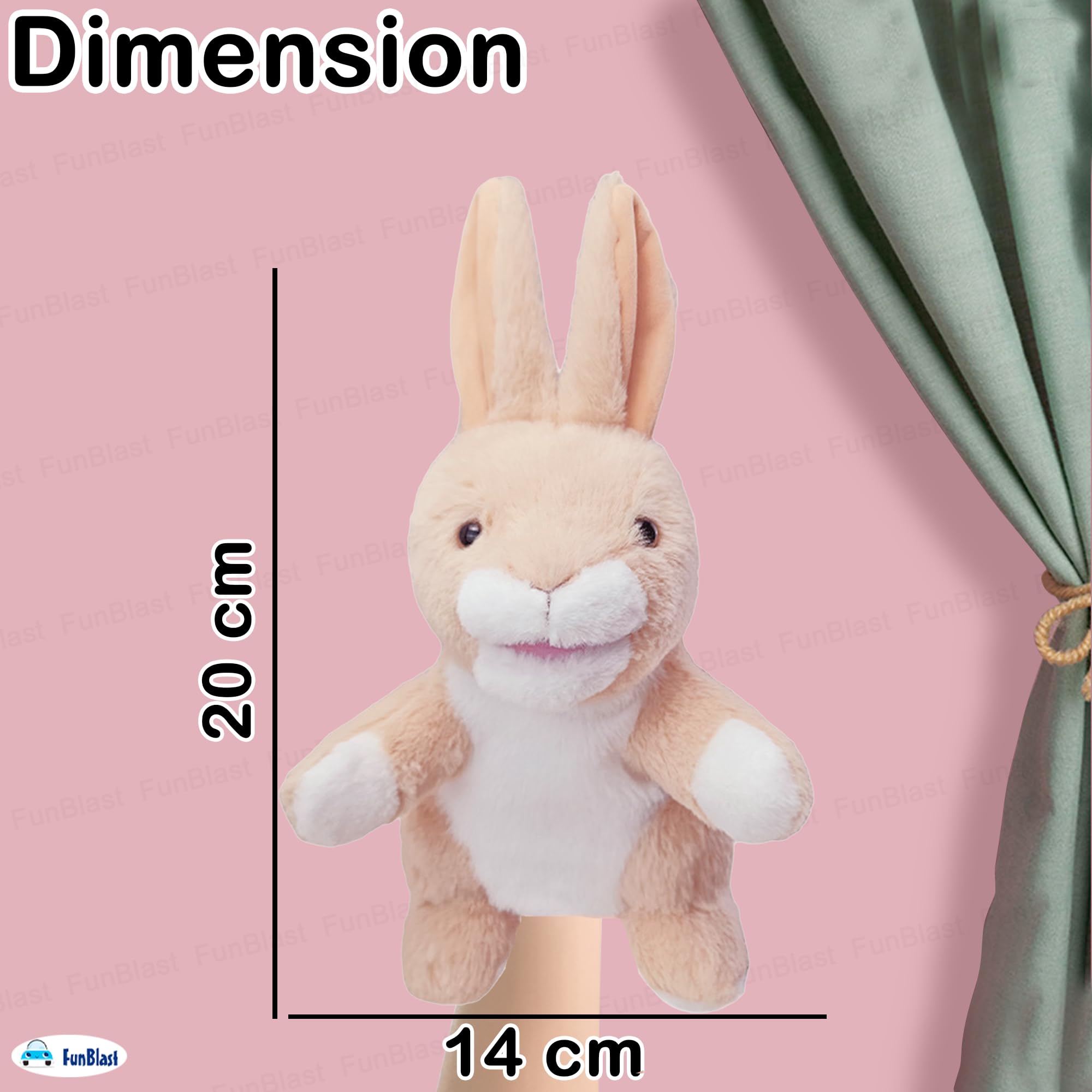 FunBlast Plush Animal Hand Puppets - Soft & Cuddly Animal Figure Puppets for Kids, Storytelling & Role Play, Fun Educational & Learning Toys for Toddlers & Children (Rabbit) 2