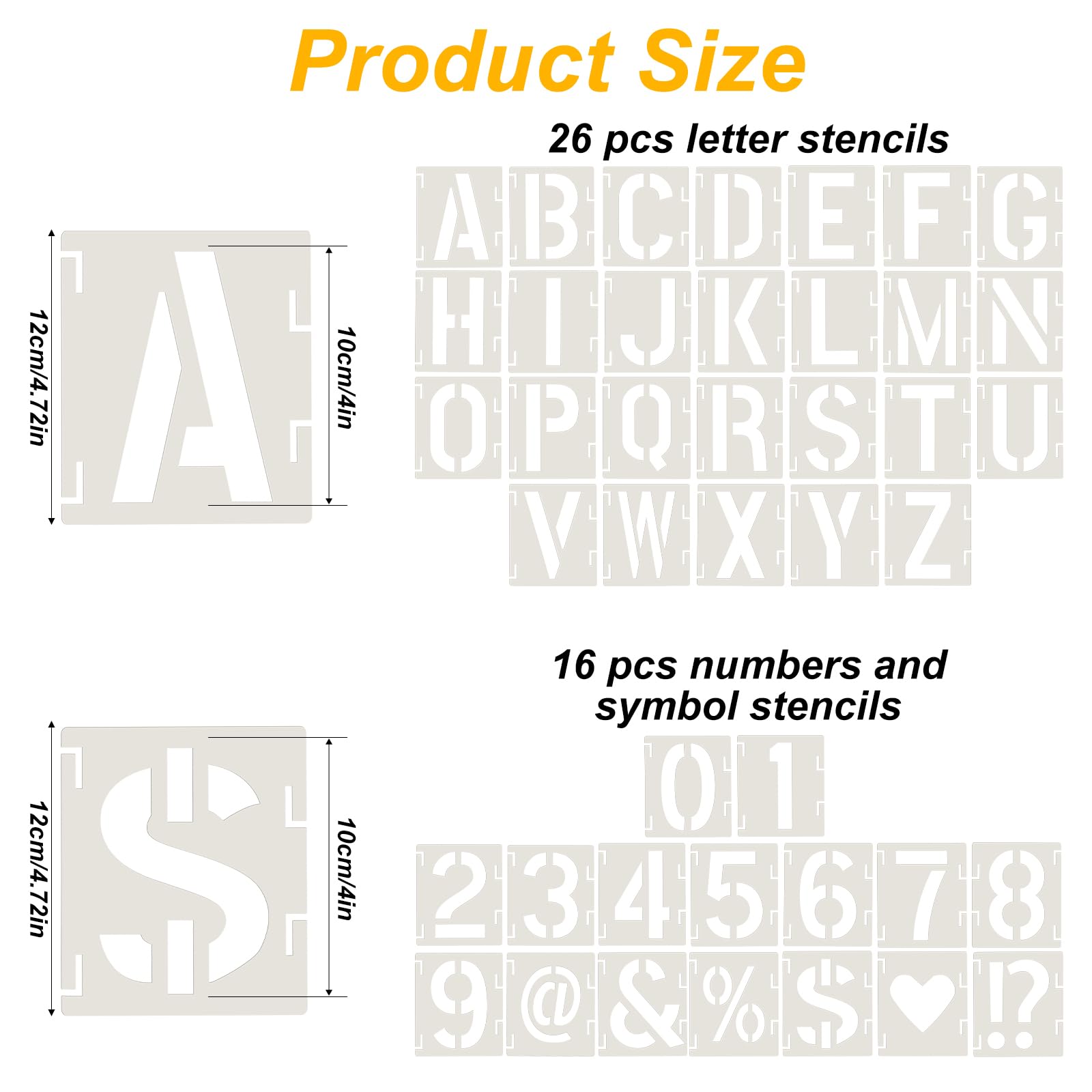 sourcing map 10 stencil a forma di lettere dell'alfabeto e