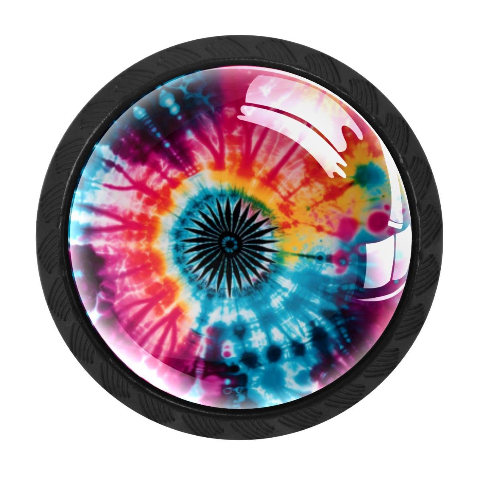 CHENZZZZ 4 Pieces Tie-Dye Drawer Knobs, 35mm Black Cabinet Knobs, Drawer Pulls and Knobs, Dresser Drawer Knobs, Cabinet Hardware Kitchen Cabinet Knobs