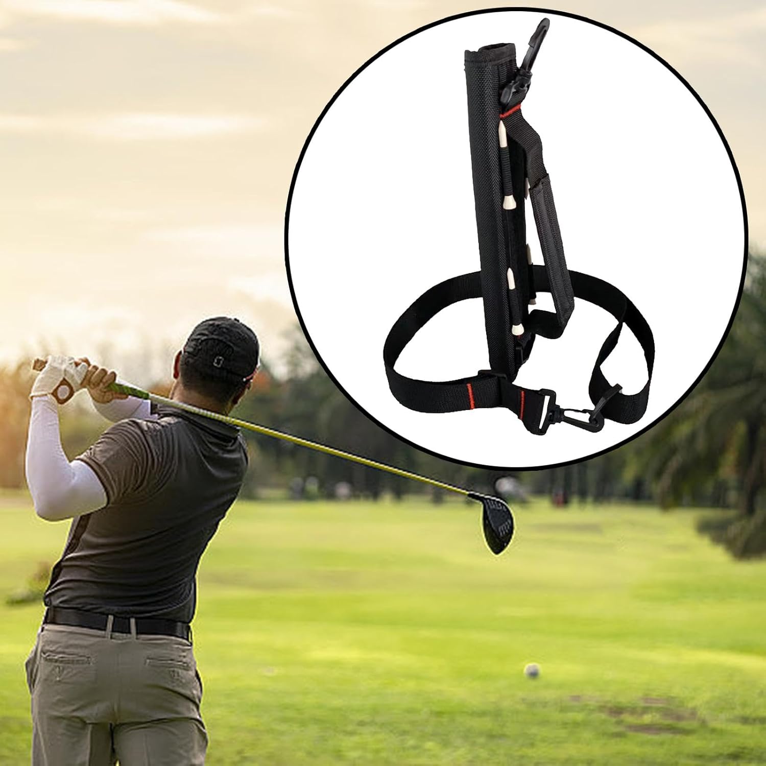 Golf Club Bag Sunday Bag Holding 3-5 Golf Clubs Portable Tee Holder Pouch Lightweight Carry Bag Practice for Men Women