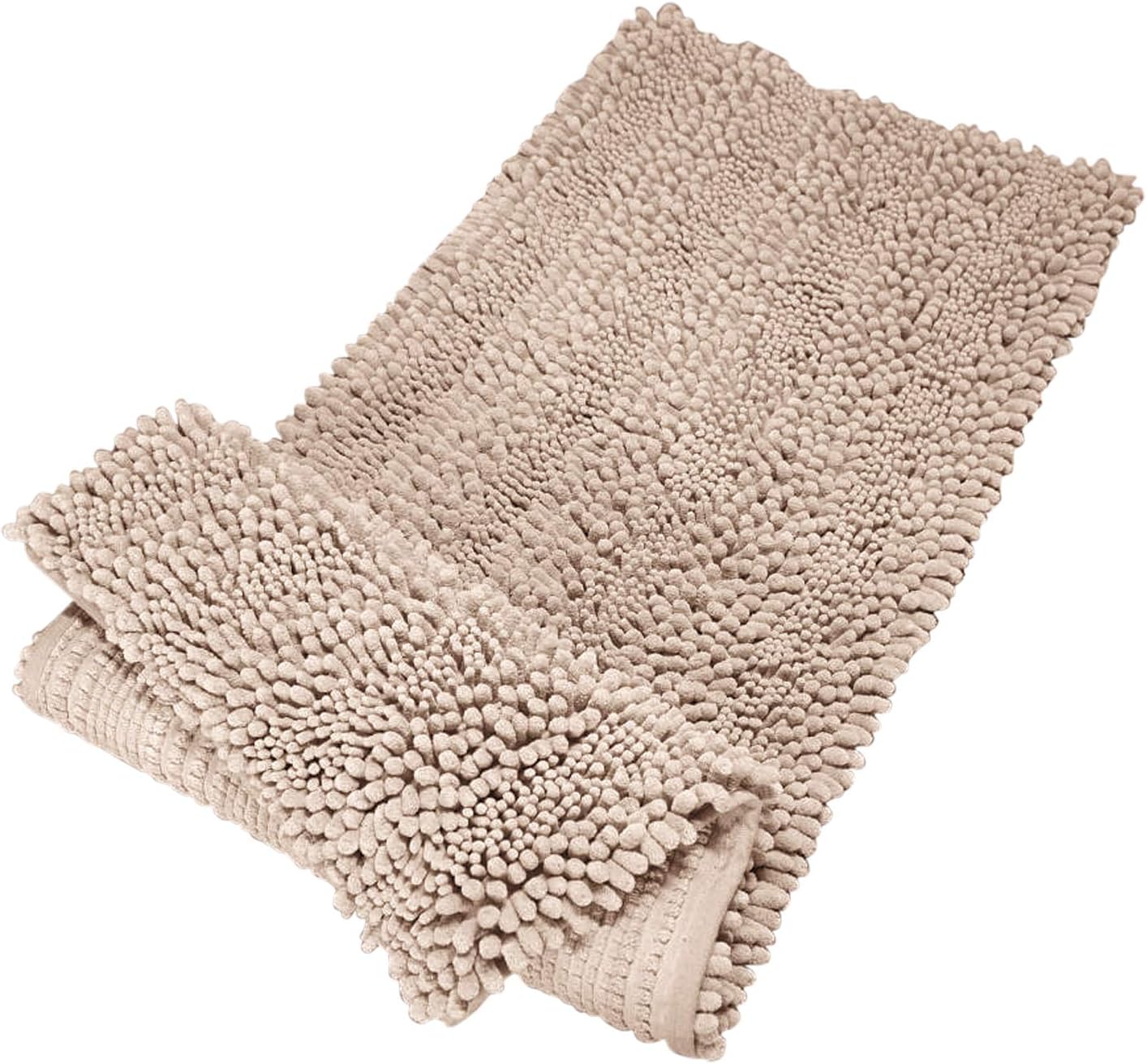 Christmas Clearance Chenille Non Slip Striped Soft Microfibers Bathroom Rugs, Extra Soft and Absorbent Shaggy Rug Perfect Plush Carpet Mats for Kitchen, and Bath Room(17"x47", Beige)