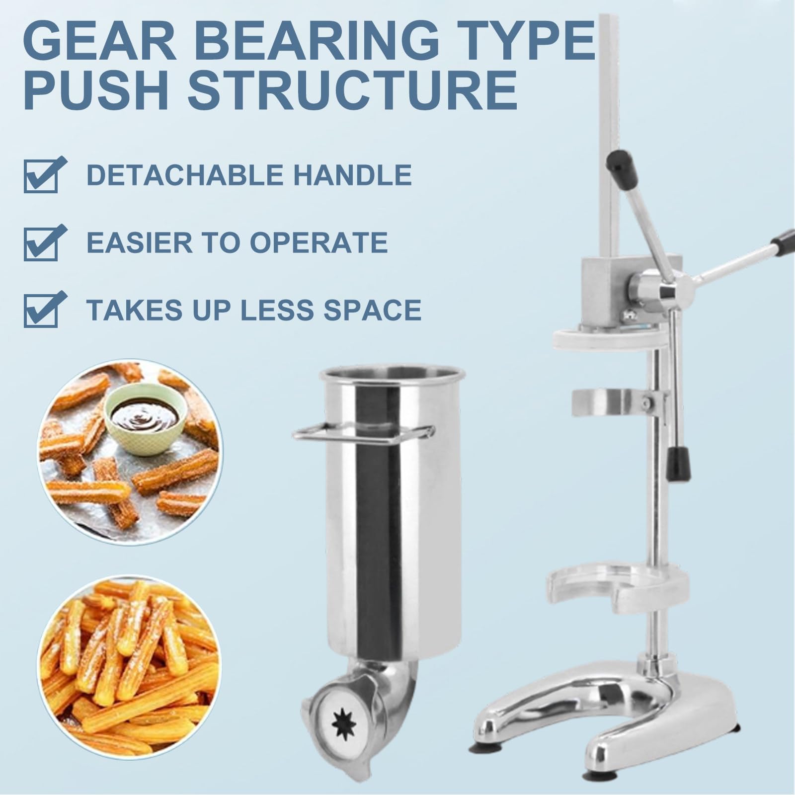 Churros Maker Machine, pressa verticale manuale in acciaio inox per ciambelle e churros, attrezzatura da cucina ideale per ristoranti e panetterie