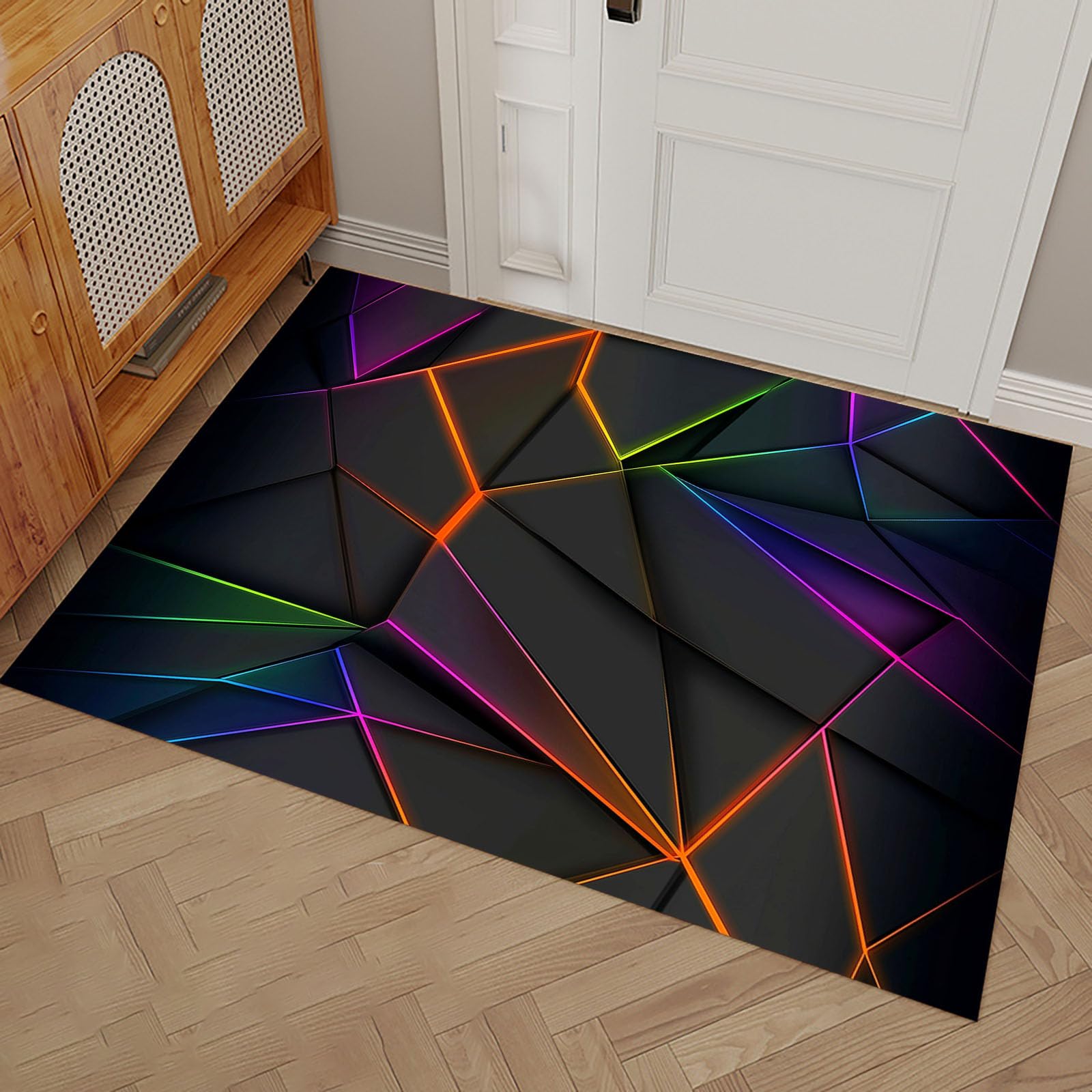 Paillasson géométrique néon pour sublimer votre chambre