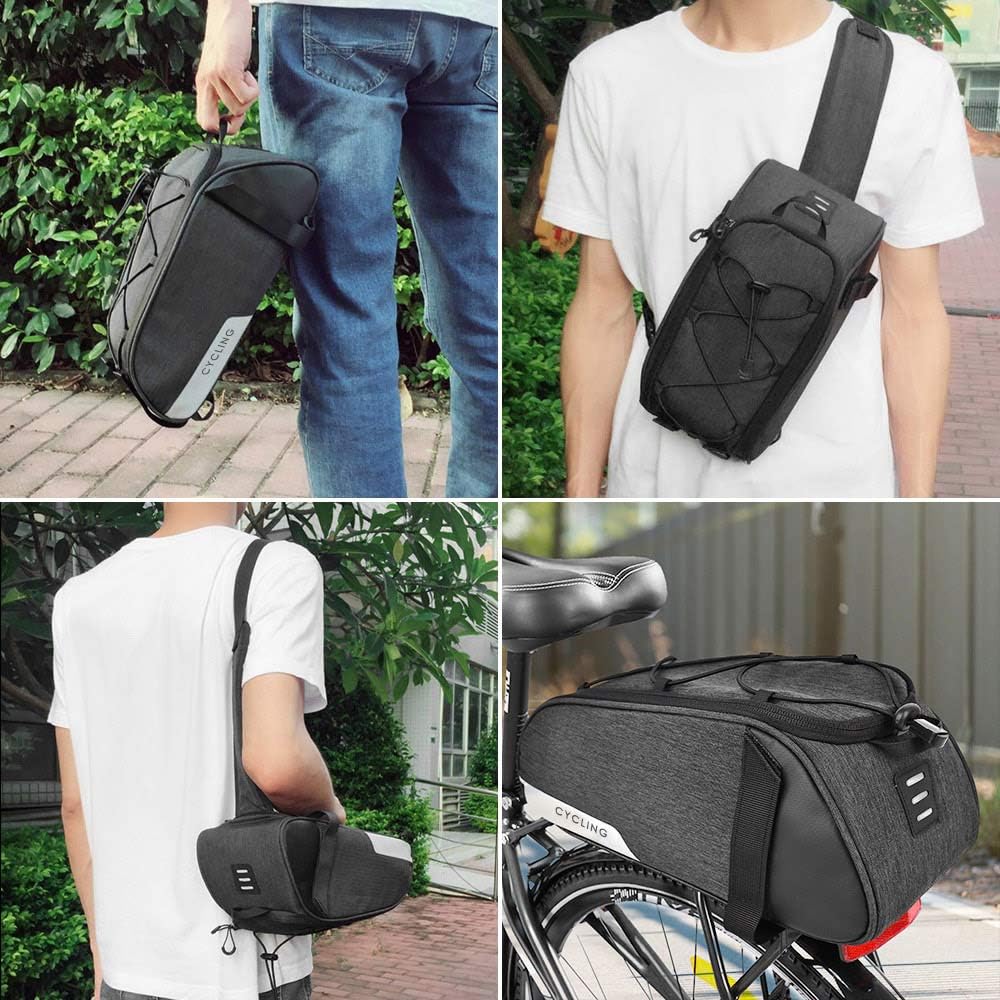 WOTOW Bike Rear Seat Bag, Bicycle Backseat Bag Cycling Pannier Rear Rack Trunk Bag Chest Bag Water Resistant 7L Massive Capacity for Outdoor Traveling Hunting Commuting (Black) : Sports & Outdoors
