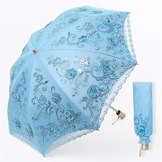 Lace Umbrella to Eat U Princess Umbrella Black Plastic Sunsn Anti-Uv Folding Rainy Goddess Umbrella,E