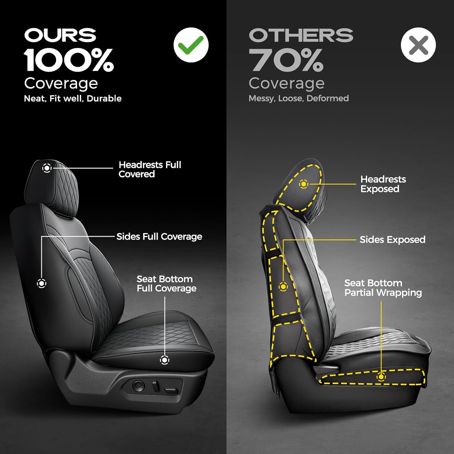 TAPTES Car Seat Covers Custom Fit for Chevy Silverado & for GMC Sierra 1500 with Rear Seat Storage Box 2025 2024 2023 2022 2021 2020 2019, Full Set Leather Waterproof Trucks Pickup (Dark Black)