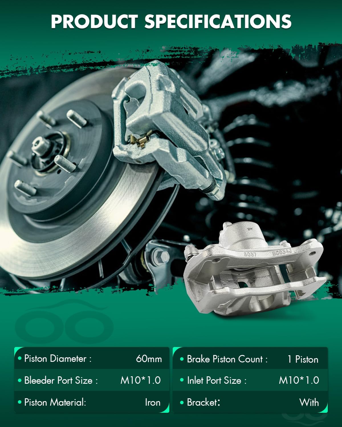 SCITOO Front Right Brake Caliper With Bracket 19B2615C Compatible For Mitsubishi For Eclipse 2006-2012,For Mitsubishi For Galant 2004-2009