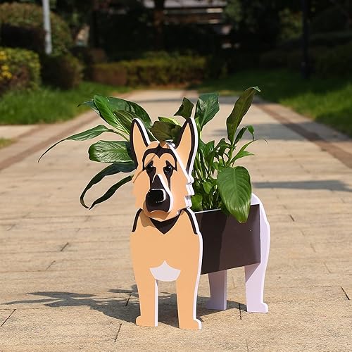 Miniatura 8 de Regalos de pastor alemán, maceta de perro pastor alemán, lindas macetas de perro para decoración de jardín al aire libre, regalos de cumpleaños para