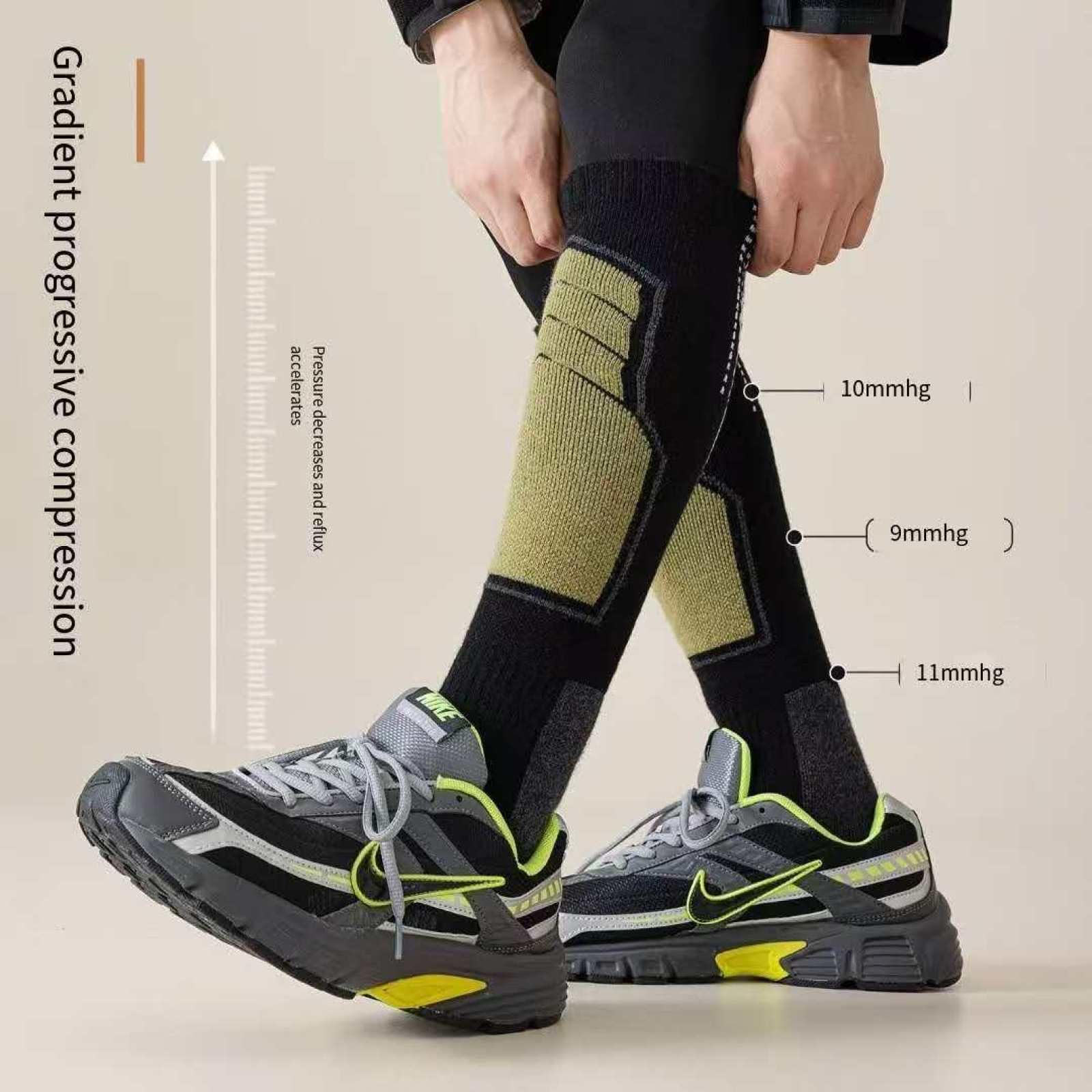 Calcetines Deportivos De Otoño E Invierno, Estudiantes Y Adultos, Calcetines De Compresión De Corte Alto Para Fitness Y Correr, Calcetines Largos Engrosados,,Gris Claro+Gris Oscuro+negro,Talla Única