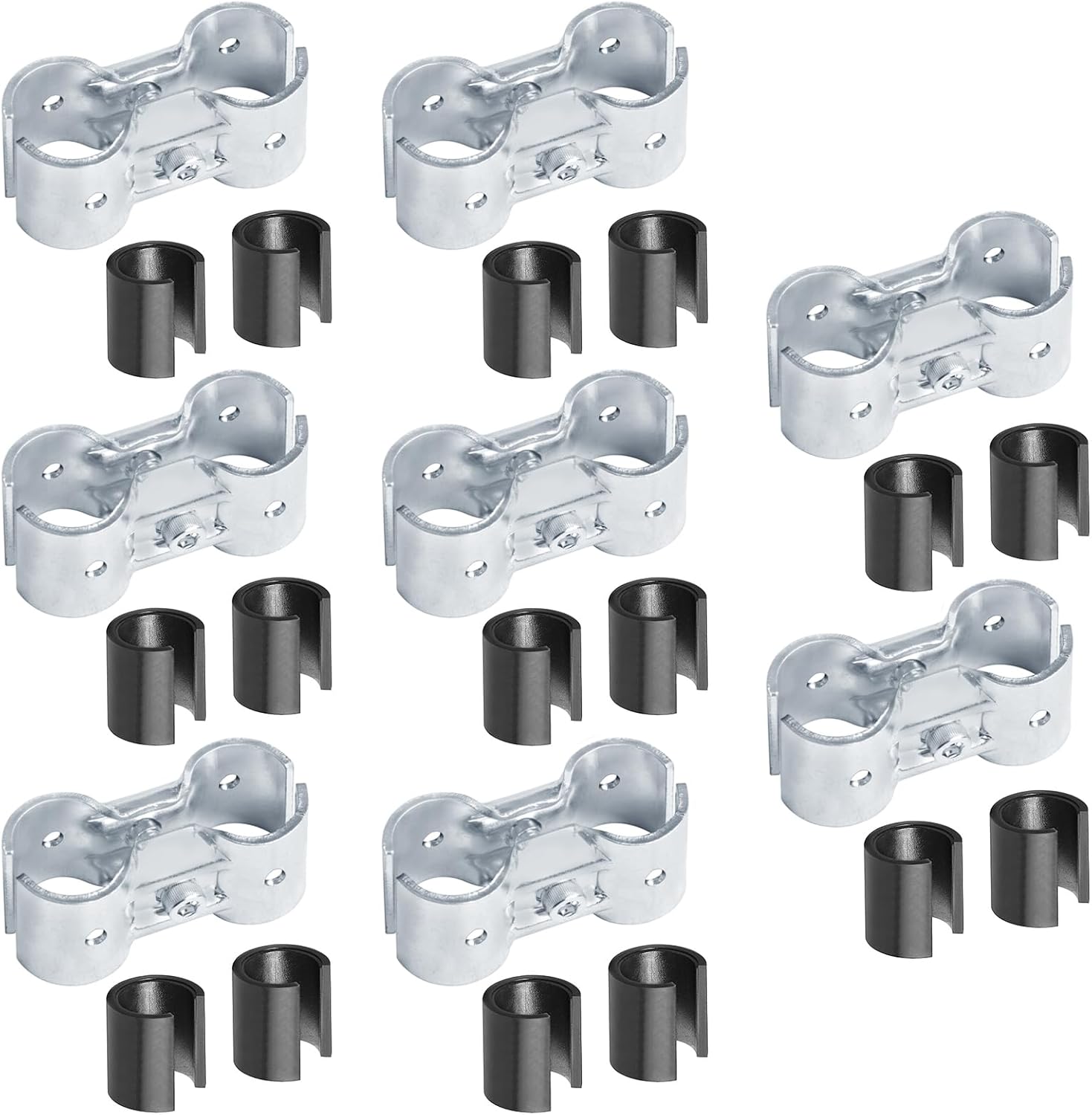 8 Sets Double Port Parallel Pipe Clamp Connectors, Fits 3/4" EMT Directly, Includes Adapter Shims to Fit 1/2" EMT