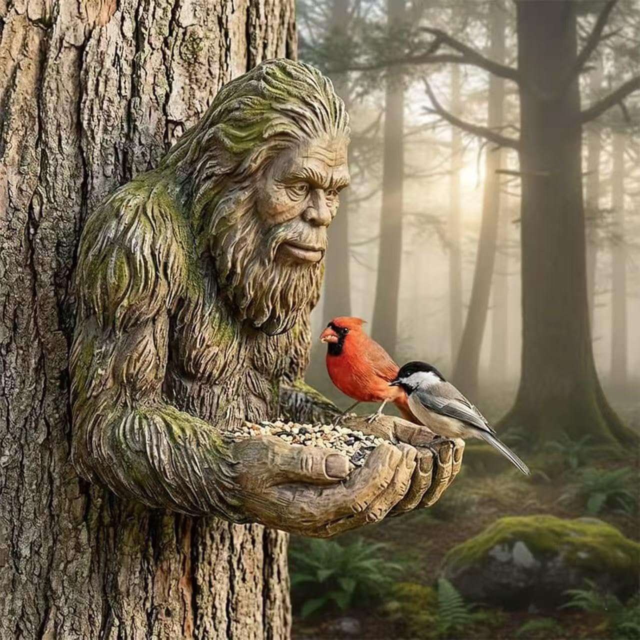 Tree Face Decor for Outdoor Garden - Funny Bigfoot Sculpture,L