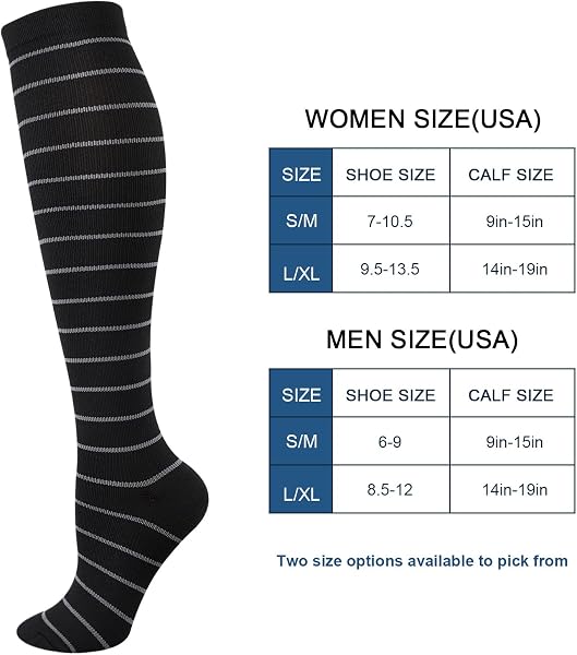 DRESHOW Chaussettes de Compression pour Hommes et Femmes Chaussettes de Compression pour Sportive, Cyclisme, Voyage en Avion, Course à Pied 3 Paires - 5
