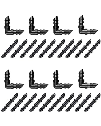 100 Pcs Barbed Irrigation Connectors BOYIDEW 1/4 Irrigation Fittings Tubing Fittings Kit for Flower Pot Garden Lawn for Drip or Sprinkler System