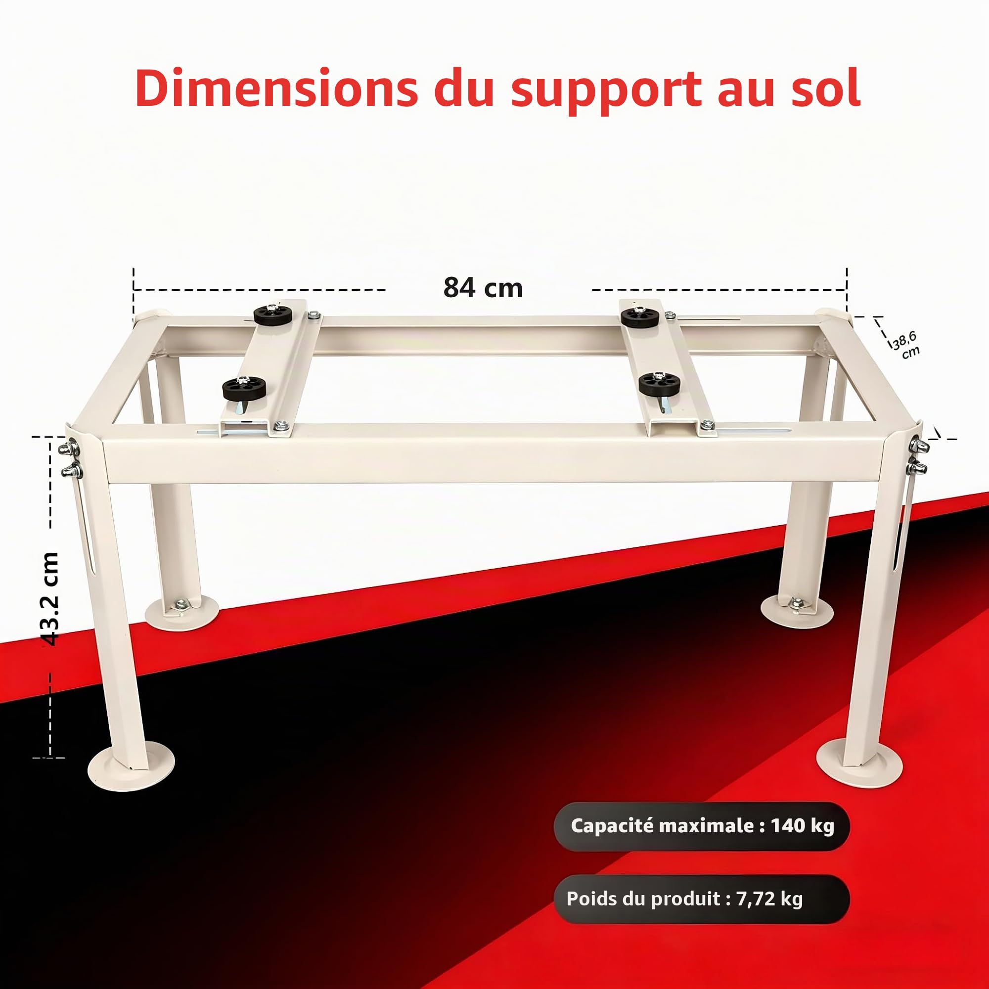 Wostore Support de sol pour pompe à chaleur, climatiseur, console de sol, support de climatisation, cadre jusqu'à 140 kg, 9000-24000 BTU GS 380