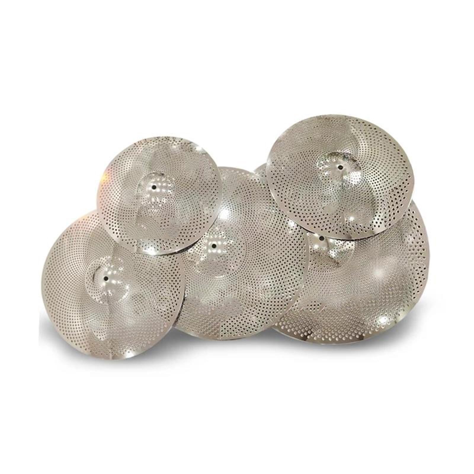Set di piatti per batteria Piatto Silenzioso A Basso Suono In Argento Lucido 5 Pezzi Materiale In Lega 14" 16" 18" 20"