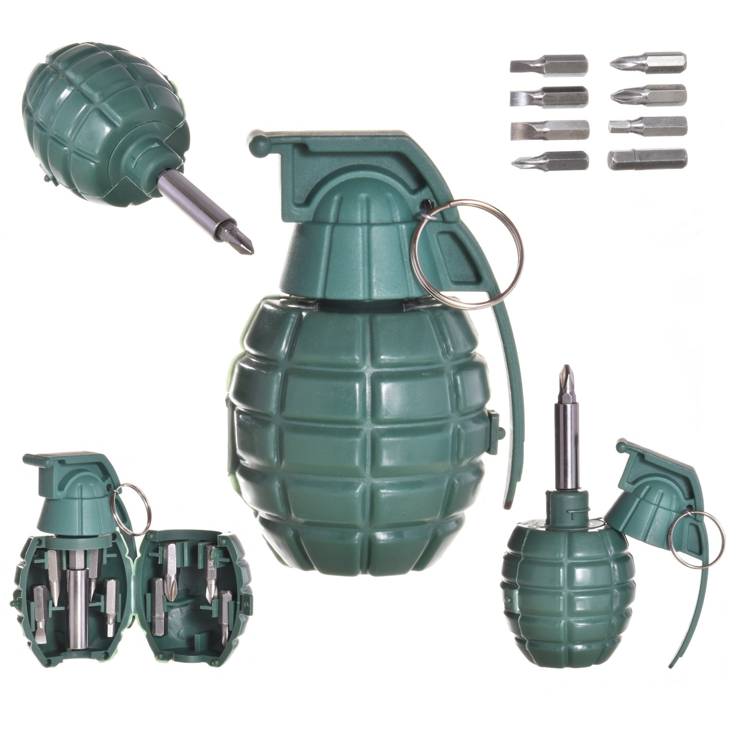 Ram-Pro Grenade Screwdriver Tool Set - grenade driver 7 Piece Precision Portable Hardware Tools Novelty Gift grenade screwdriver set, Durable Hard Plastic Grenade, Steel Screwdriver