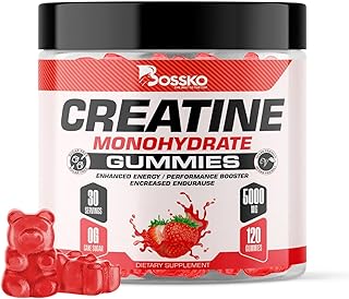 Creatine Monohydrate Gummies for Men & Women 120 Sugar Free 30 Servings 5g of Creatine Per Serving Creatine Gummy L-Taurine B12 for Muscle Growth Strength Focus Energy Low-Calories & Vegan