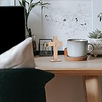 Vista 7 de 20 piezas de decoración de cruz de madera artesanías en forma de cruz adornos de mesa decoración letrero