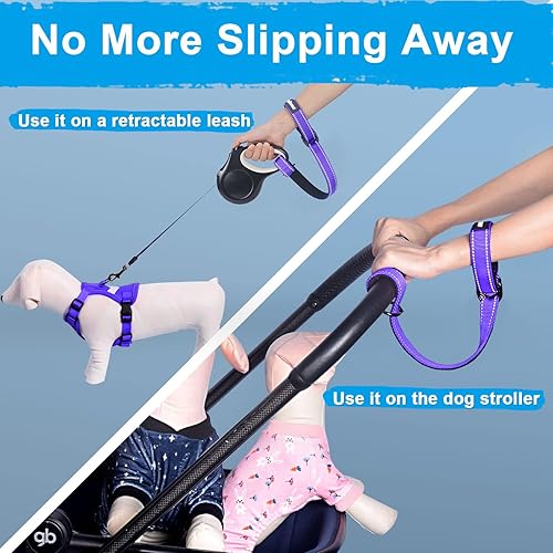 Miniatura 6 de PetBonus Correa corta para perro, correa de seguridad para correa retráctil para perro, diseño reflectante y mango acolchado suave ajustable, capa