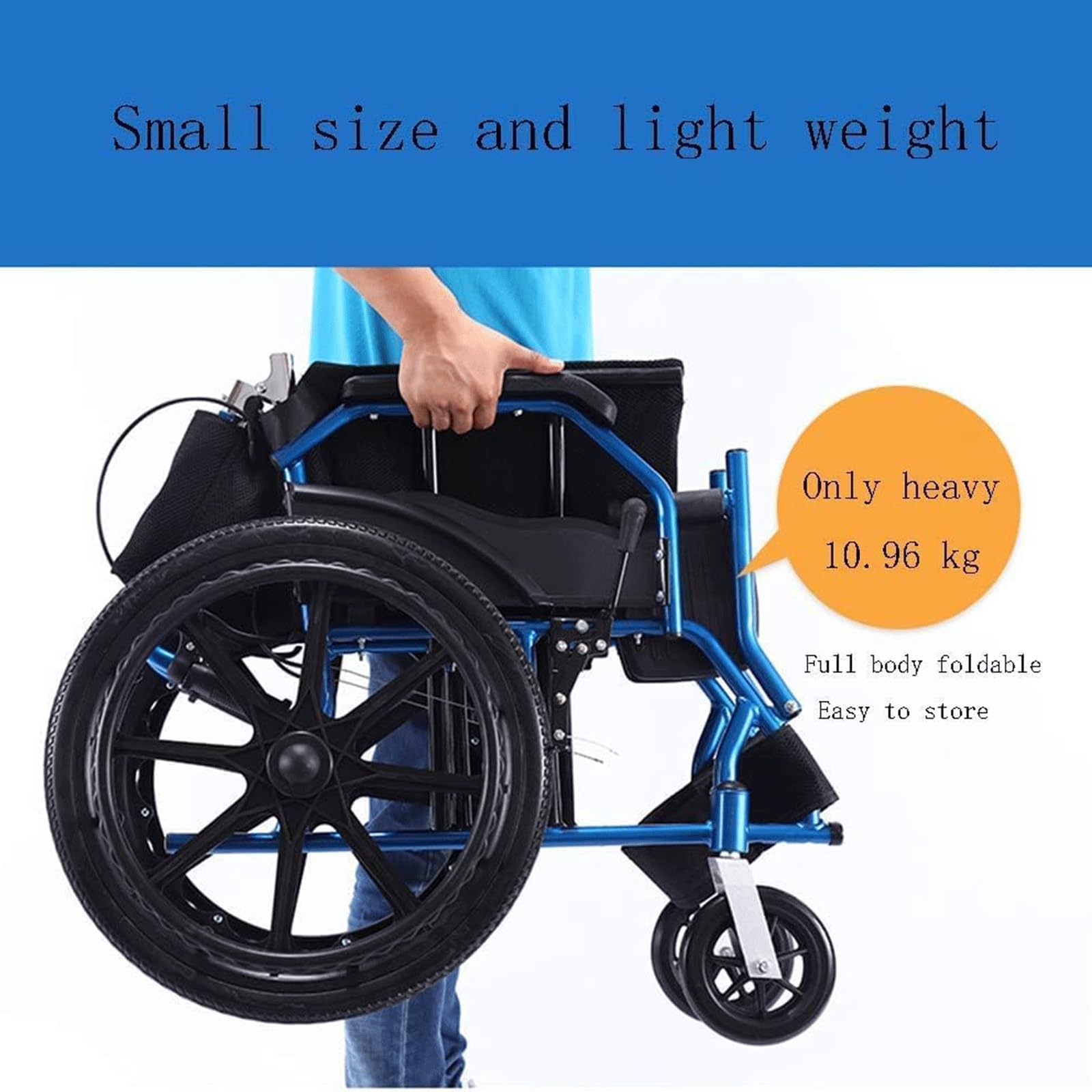 Silla de Ruedas de Transporte Silla de Ruedas Plegable Portátil Silla de Ruedas Manual Ligera para Adultos Silla de Ruedas de Viaje/a