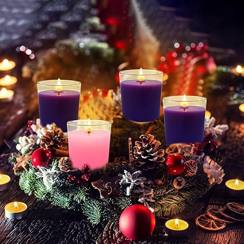 Miniatura 2 de 10 velas votivas naranjas y 10 negras, vela de cera de soja sin perfume rellena en vidrio transparente para Halloween, otoño, decoración del hogar y