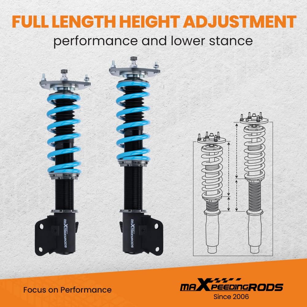 maXpeedingrods Coilovers for Subaru Legacy Outback 1998-2003, 24 Level Damping Adjustable Coilovers Suspension Kit, Height Adjustable Shock Absorber Struts, T6 Upgraded Lowering Kits Blue