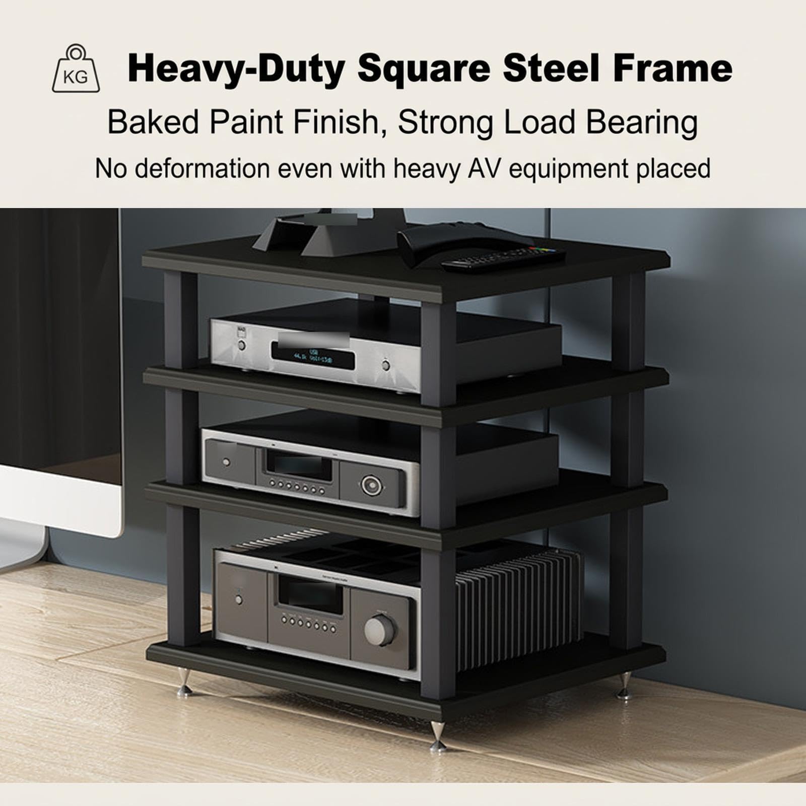 Rack Audio, Mobile Hi-Fi in Legno e Metallo a 2/3/4 Livelli