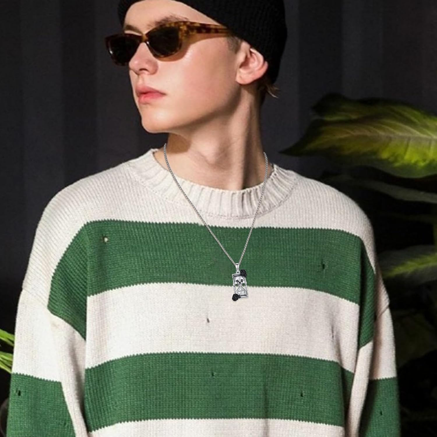 Hourglass Urn Necklace 925 Sterling Silver Skull Pendant Necklace Rose Gothic Cremation Jewelry for Ashes Men Women - Image 3