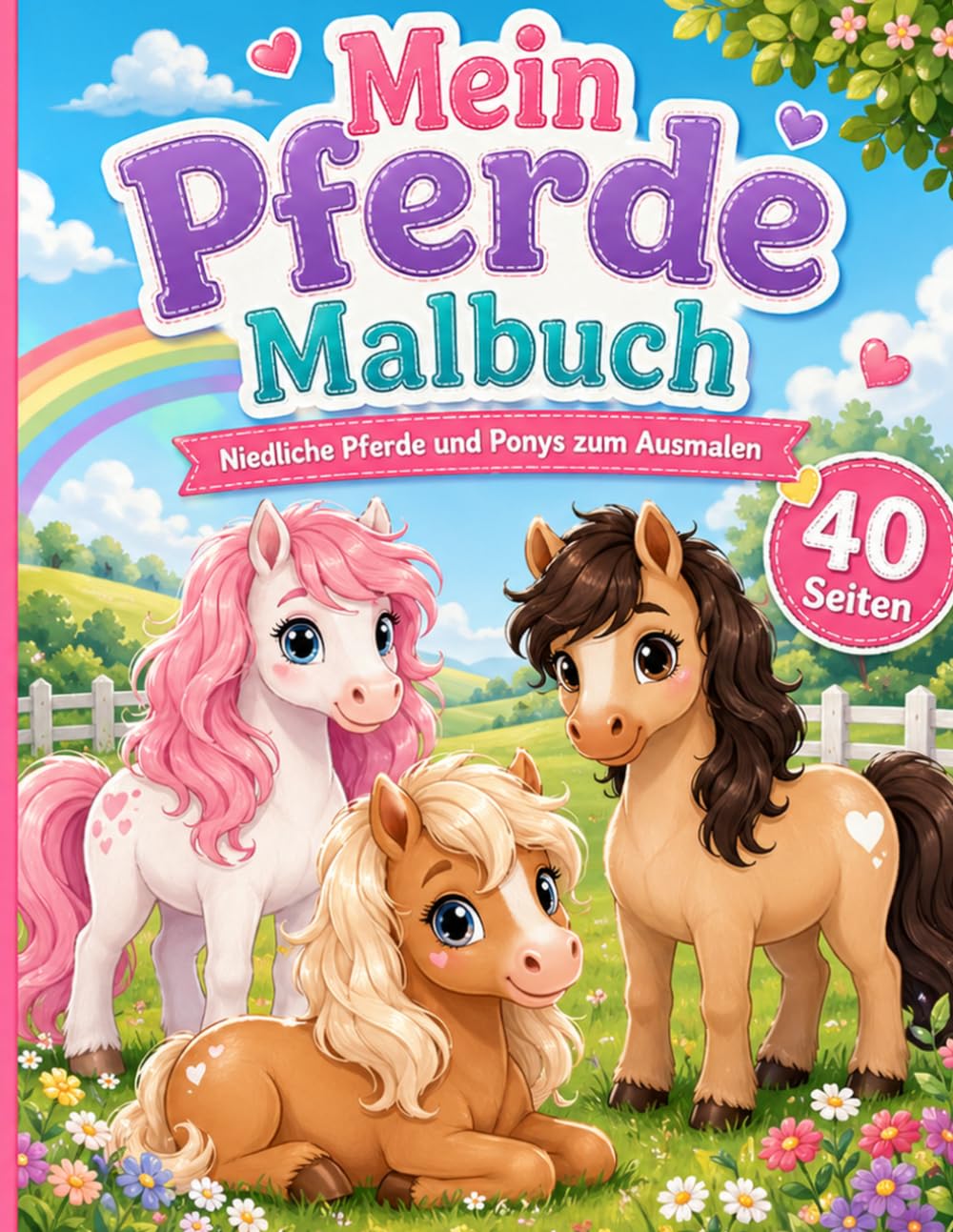 Mein Pferde Malbuch: Süße Pferde und Ponys zum Ausmalen