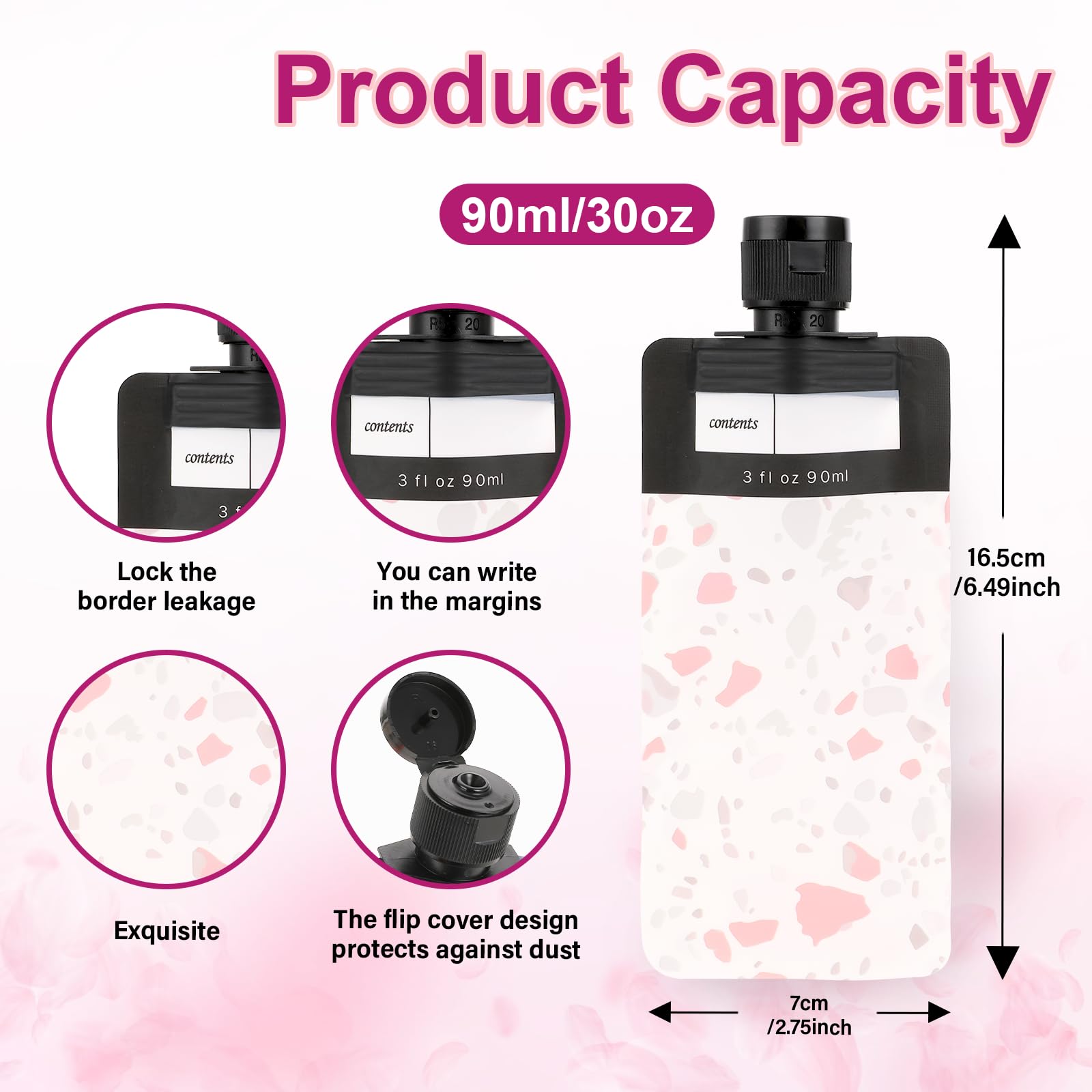 Giantree 8 Pcs Travel Pouches for Toiletries, Leak Proof Empty Squeeze Pouches, Portable Travel Fluid Makeup Packing Bag, Travel Pouches for Shampoo Conditioner Lotion Body Wash