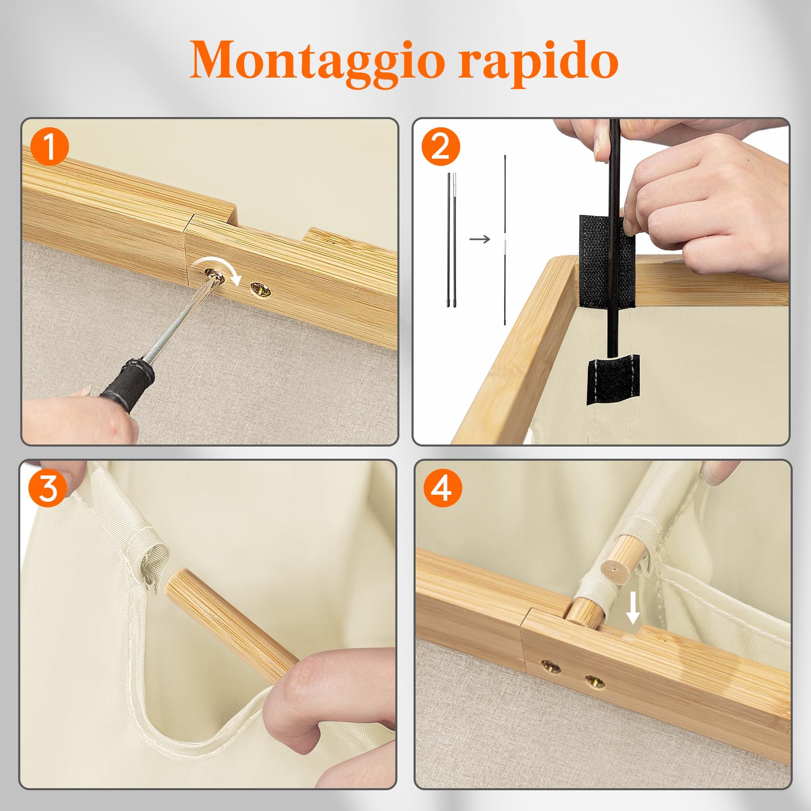 Lifewit 170 L Cesto Portabiancheria in Bambù, Grande Portabiancheria Sporca con Coperchio, Cesta Biancheria Pieghevole con Sacchi Rimovibili per Camera, Bagno, Lavanderia, Beige