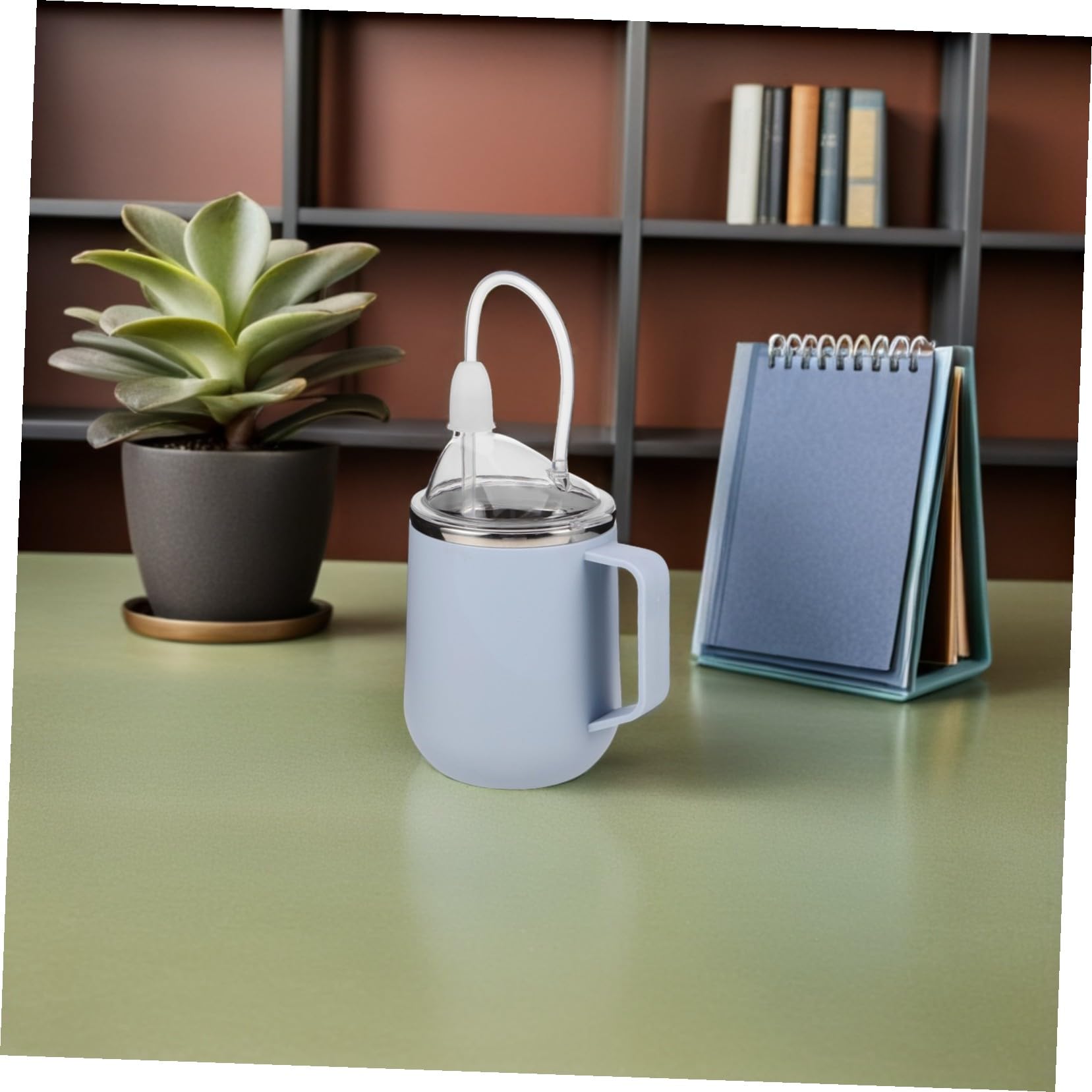 Taza Antidesbordamiento para Adultos Mayores con Pajita y Asas Vaso de Acero Inoxidable para Pacientes Encamados Copa de Agua Segura para Personas con Dificultades de Deglución