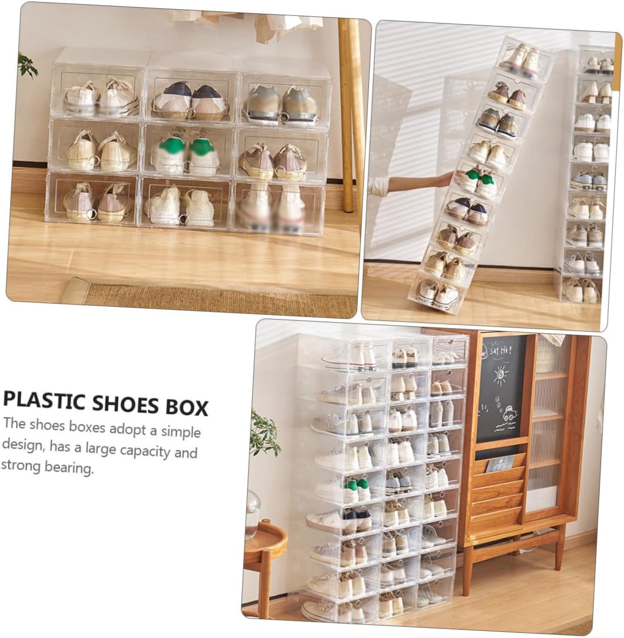 4pcs Stackable Storage Boxes Shoe Box Shoe Rack Organizer for Cabinets Pp Material Home Dorm Storage Organizer