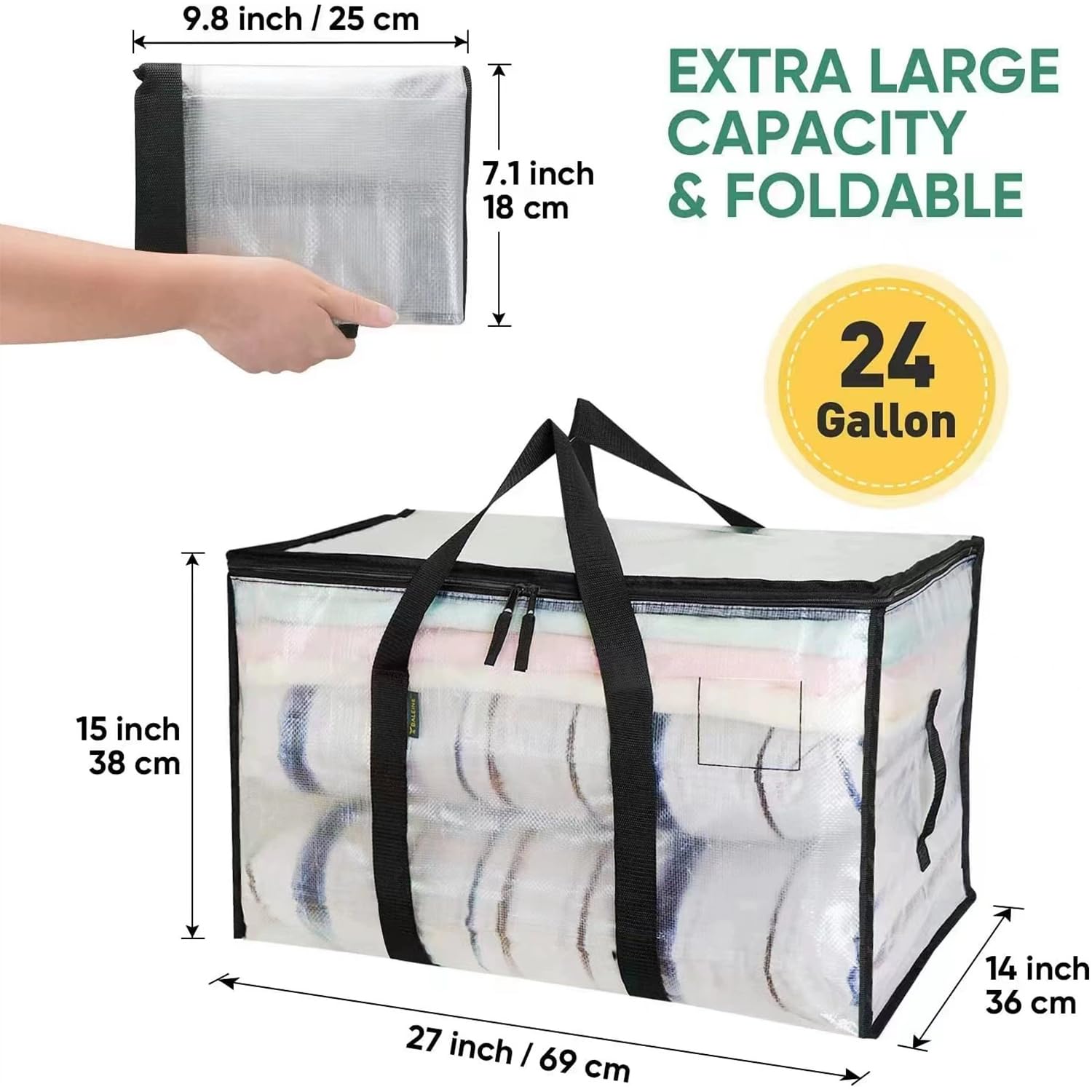 4 Stück 90L Aufbewahrungstaschen Mit Deckel – Transparent, Wasserdicht, Mit Griffen, Für Kleidung & Umzug