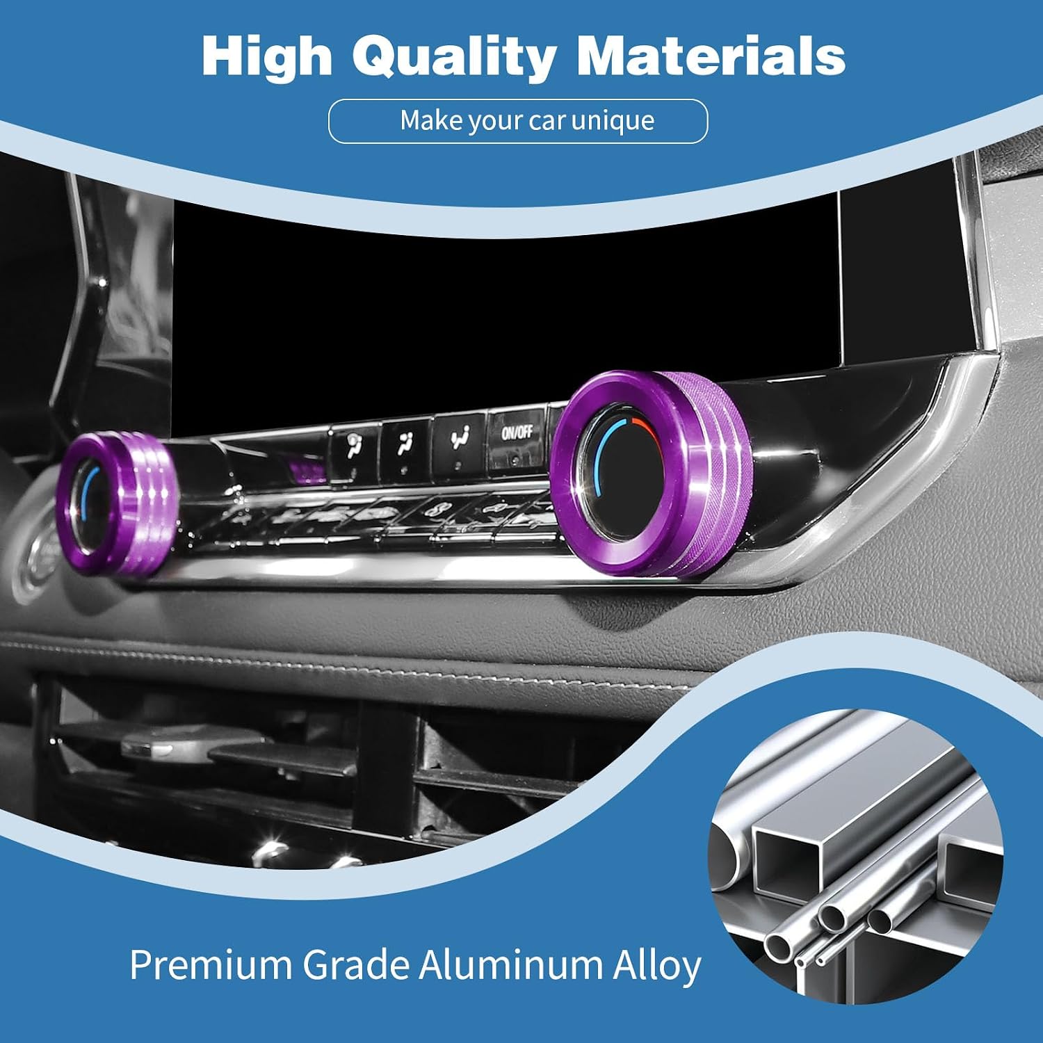 for Colorado Center Console Knob Cover Trim Ring Fit for Chevy Colorado 2024-Present Purple Interior Accessories 3pcs