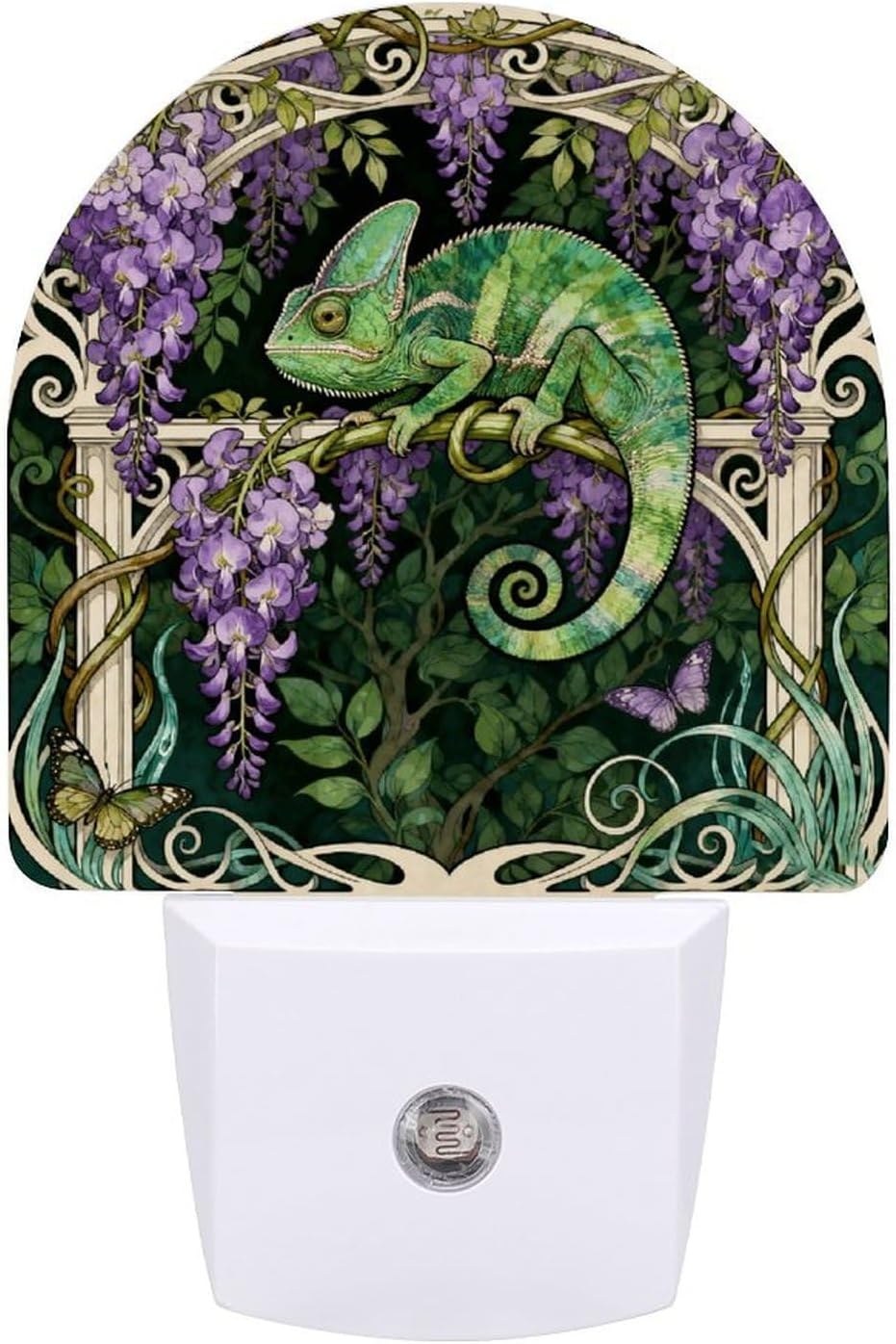 Chameleon Wisteria Vine Smart Night Light Plug in with Automatic On/Off Bright Night Lights Plug Into Wall Dusk to Dawn Sensor Compact LED Bedside Lamp Nightlights for Hallway Toilet Stairs