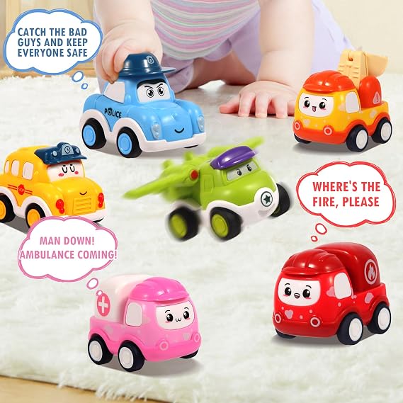 12 Pcs Pull Back Cars Set Toys for 1 2 3 Year Toddlers, Construction Vehicle Racing Car Set, Baby Toys for 1-3 Year Old Boy, Small Cars for Kids,1st Birthday Gift for 1 2 Year Old Boys