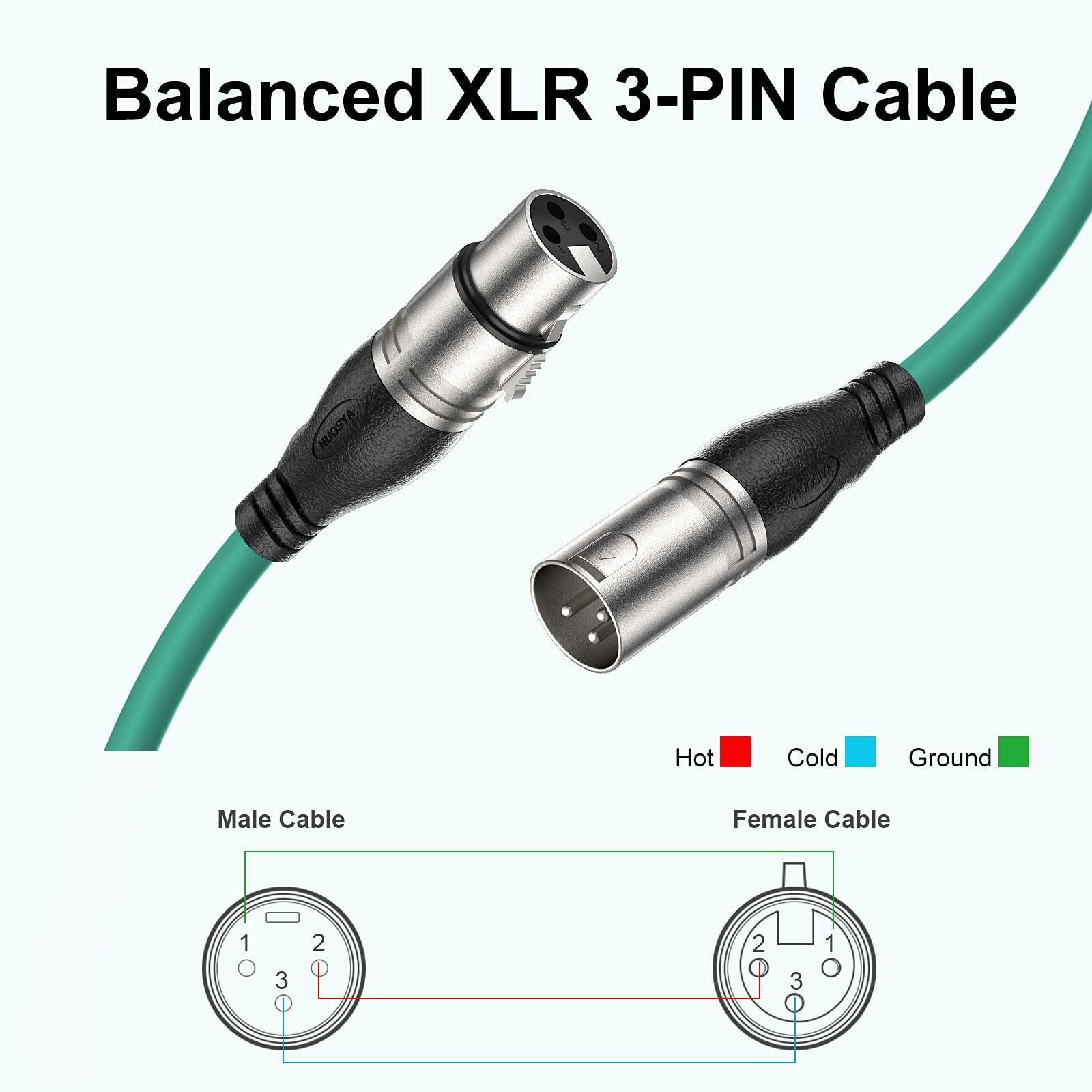 XLR kabel ergonomiczna konstrukcja (6 kolorów/6 m), wysokiej jakości wyraźny kabel mikrofonu sygnału audio miękki materiał gumowy XLR męski do żeński kabel mikrofonowy