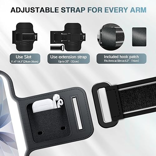 Miniatura 7 de PORTHOLIC Brazalete deportivo resistente al agua con correa de extensión, ranura para tarjetas de hasta 6.9 pulgadas para iPhone 1716151413 Plus Air